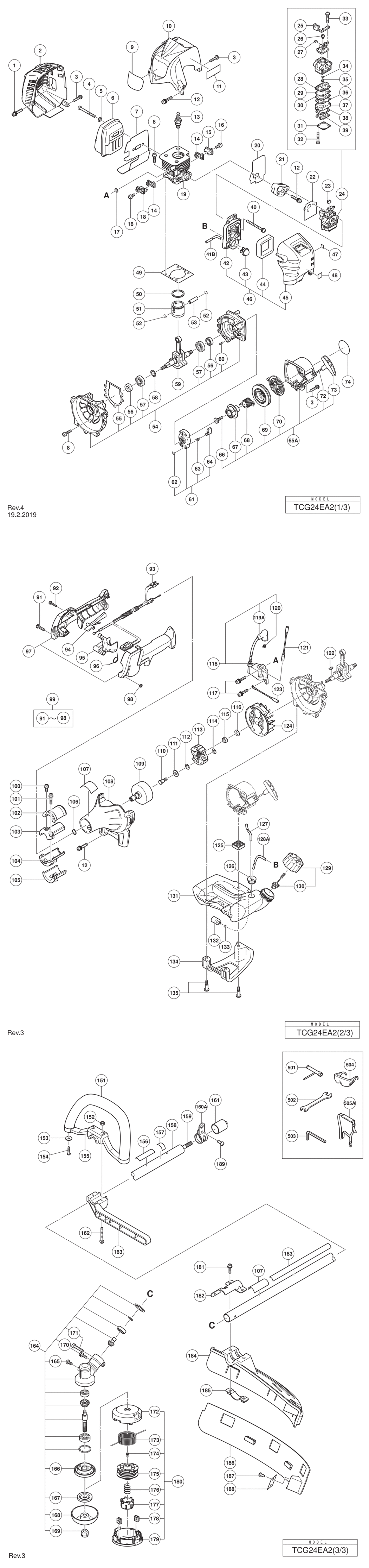 Hitachi / Hikoki TCG24EA2 Engine Brush Cutter Spare Parts