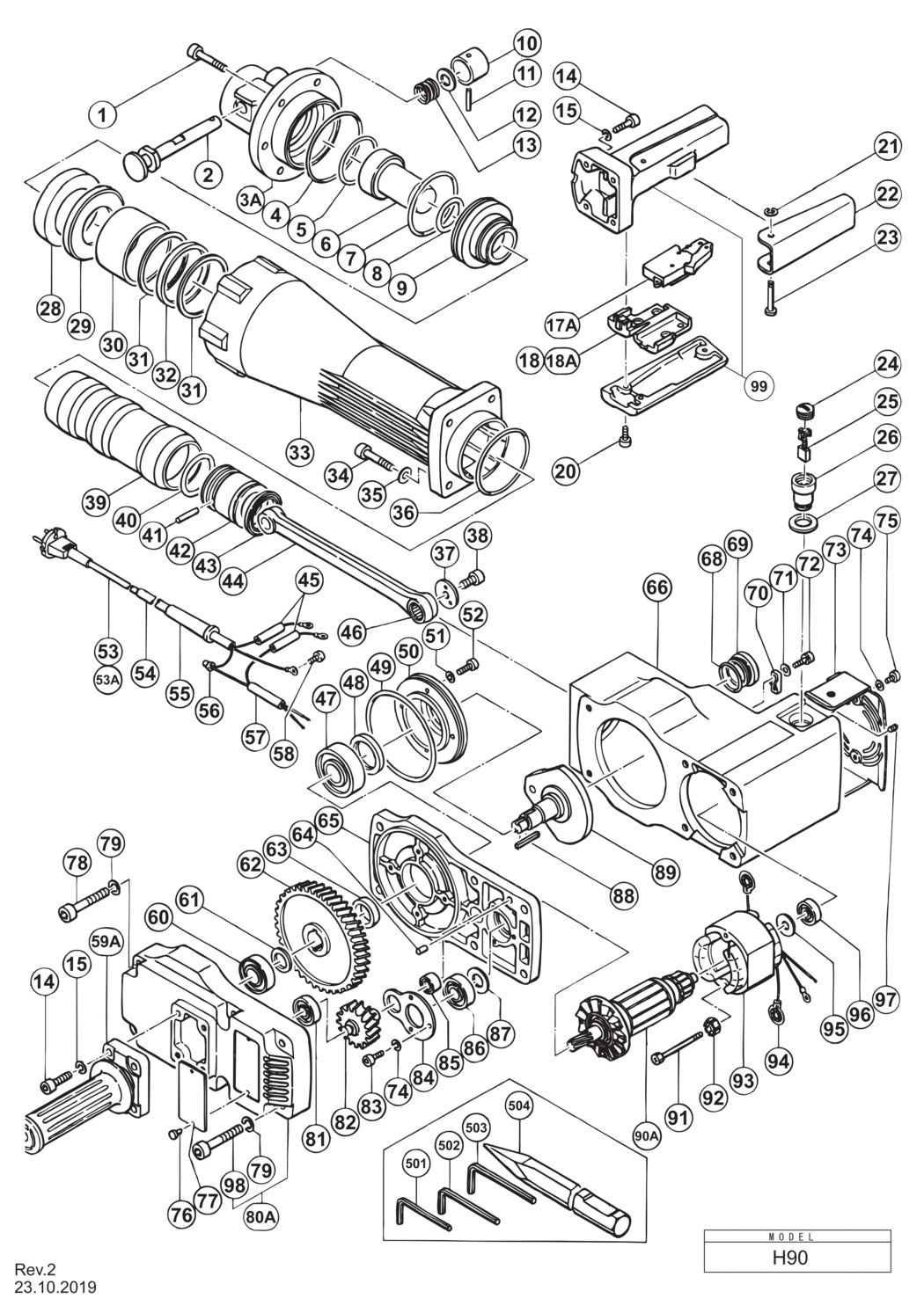 Hitachi / Hikoki H90 Hammer Spare Parts