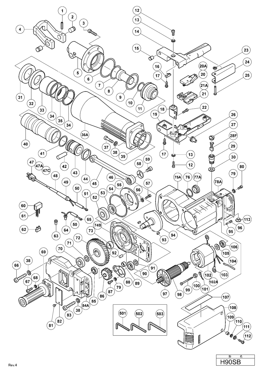 Hitachi / Hikoki H90SB Hammer Spare Parts