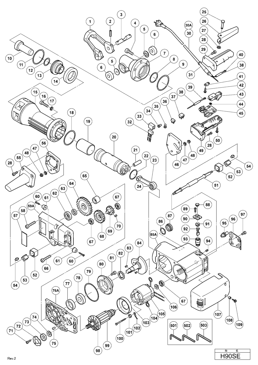 Hitachi / Hikoki H90SE Hammer Spare Parts