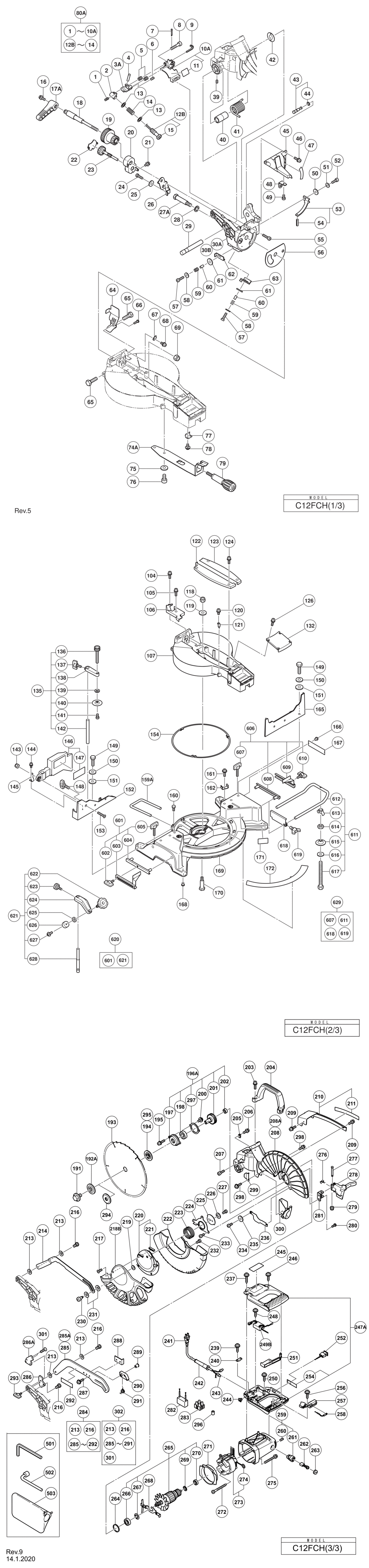 Hitachi / Hikoki C12FCH Miter Saw Spare Parts