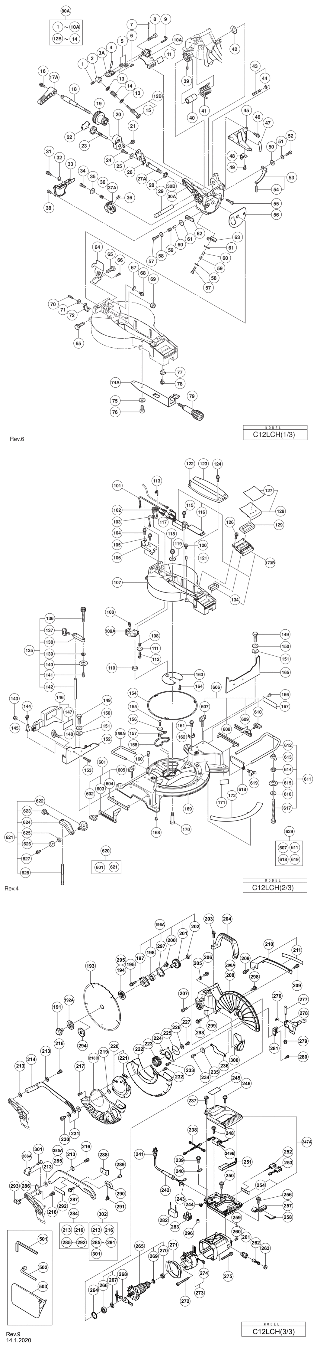 Hitachi / Hikoki C12LCH Miter Saw Spare Parts