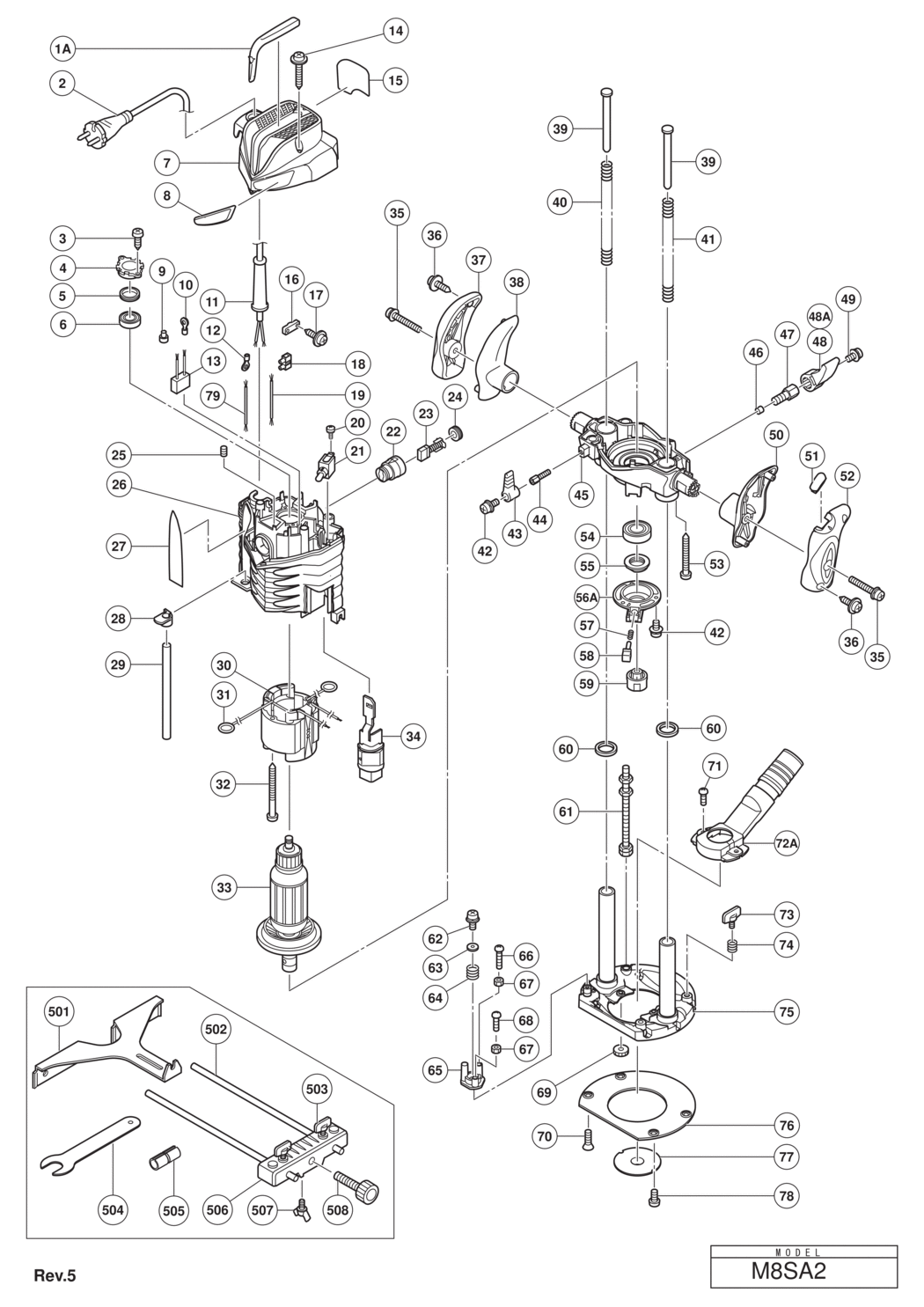 Hitachi / Hikoki M8SA2 Router Spare Parts