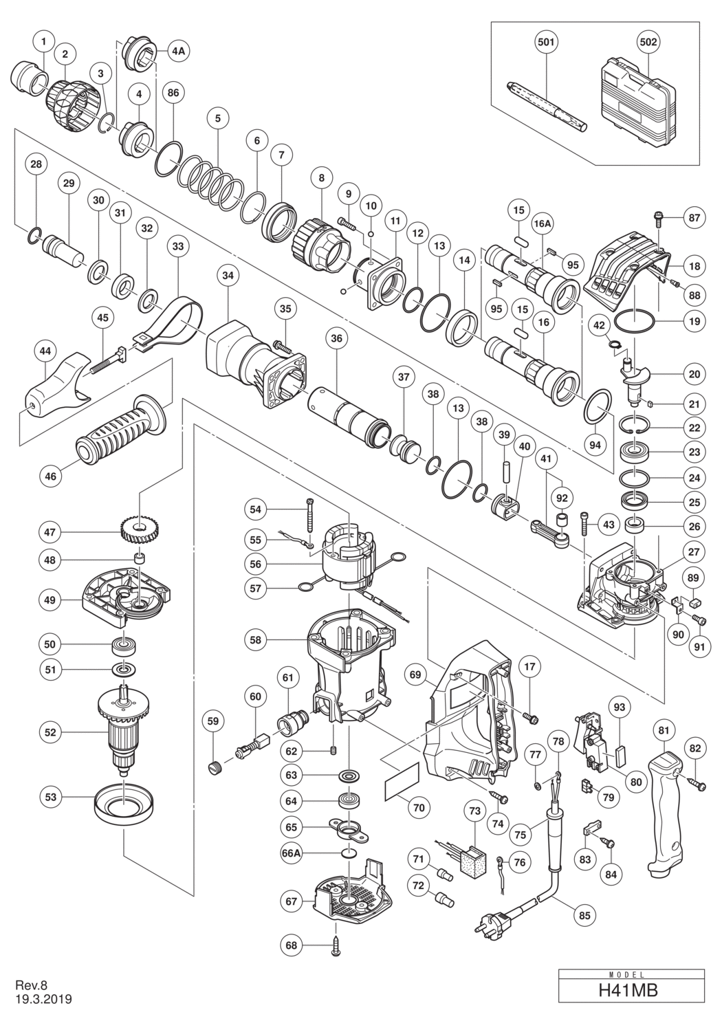 Hitachi / Hikoki H41MB Hammer Spare Parts