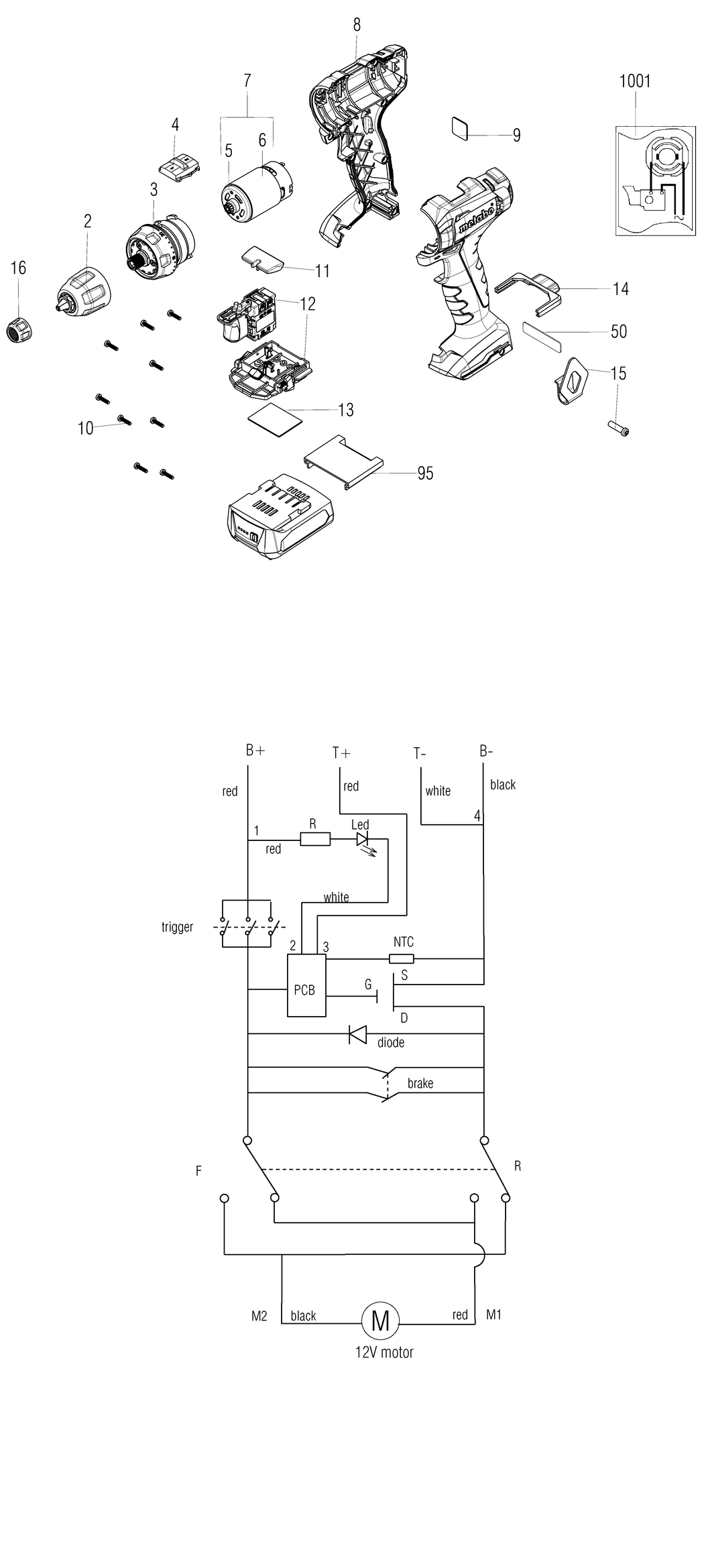 Metabo PowerMaxx BS 12 / 01036000 / - Spare Parts