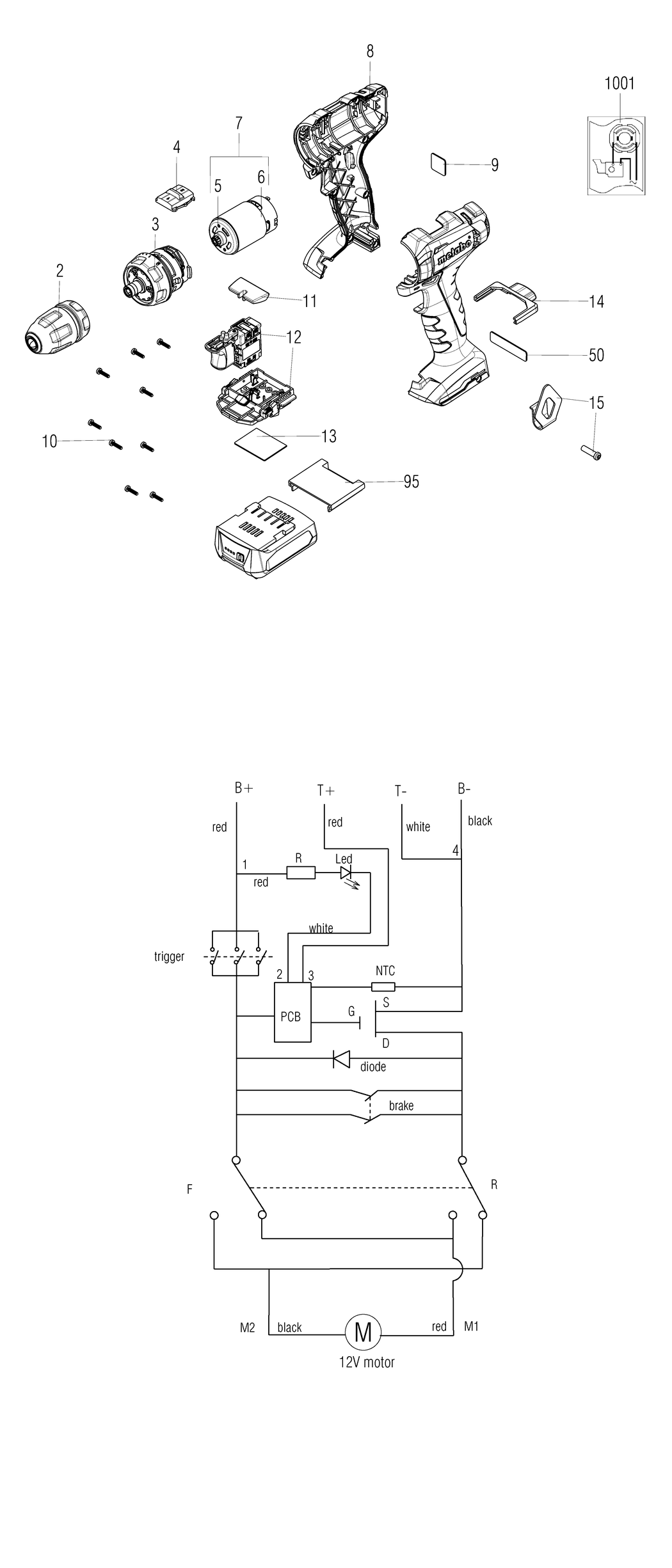 Metabo PowerMaxx BS 12 Q / 01037000 / - Spare Parts