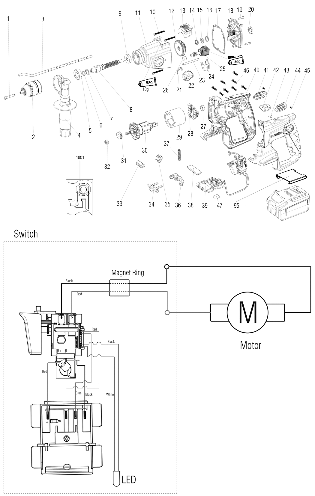 Metabo SBE 18 LTX / 00845000 / - Spare Parts