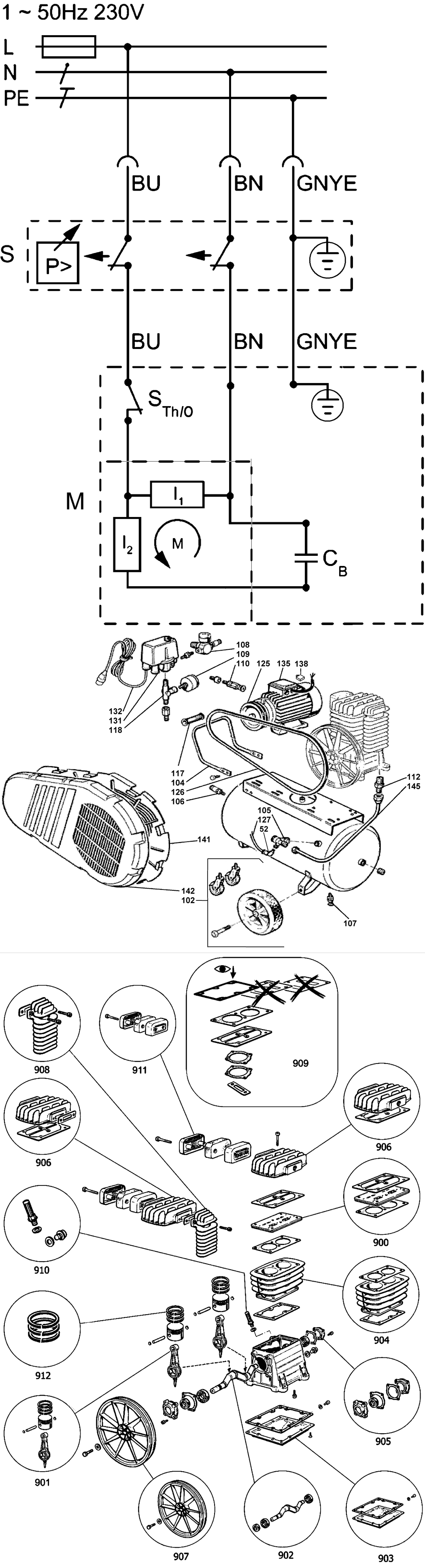 Metabo Mega 490/50 W 230/1/50 / 0230145000 11 / EU 230V Spare Parts