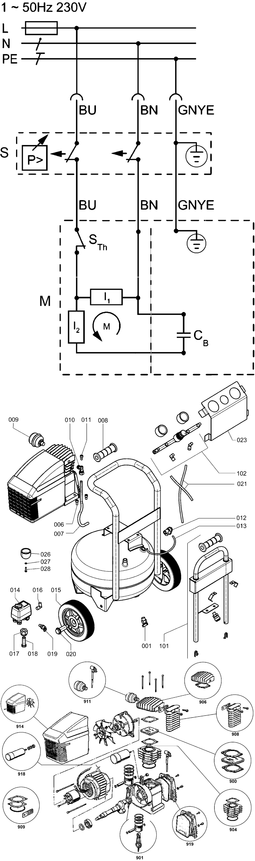 Metabo PowerAir 350 / 0230135100 10 / EU 230V Spare Parts