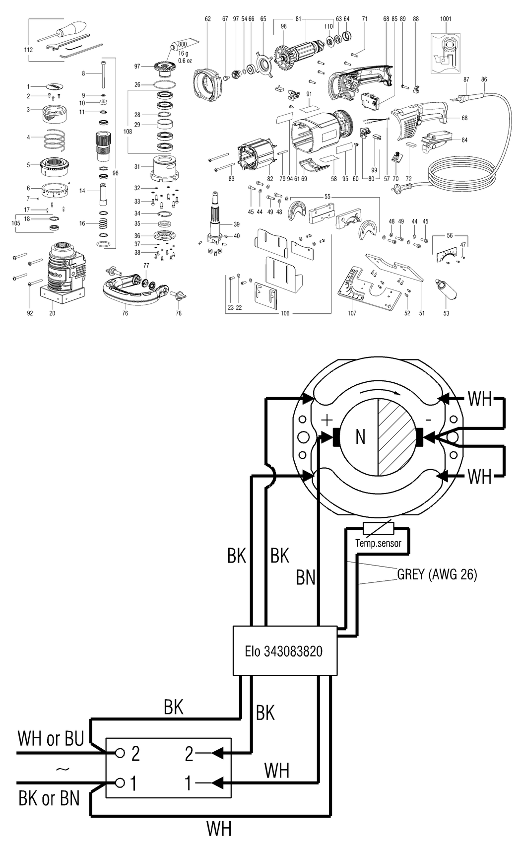 Metabo KFM 16-15 F / 01753390 / GB 110V Spare Parts