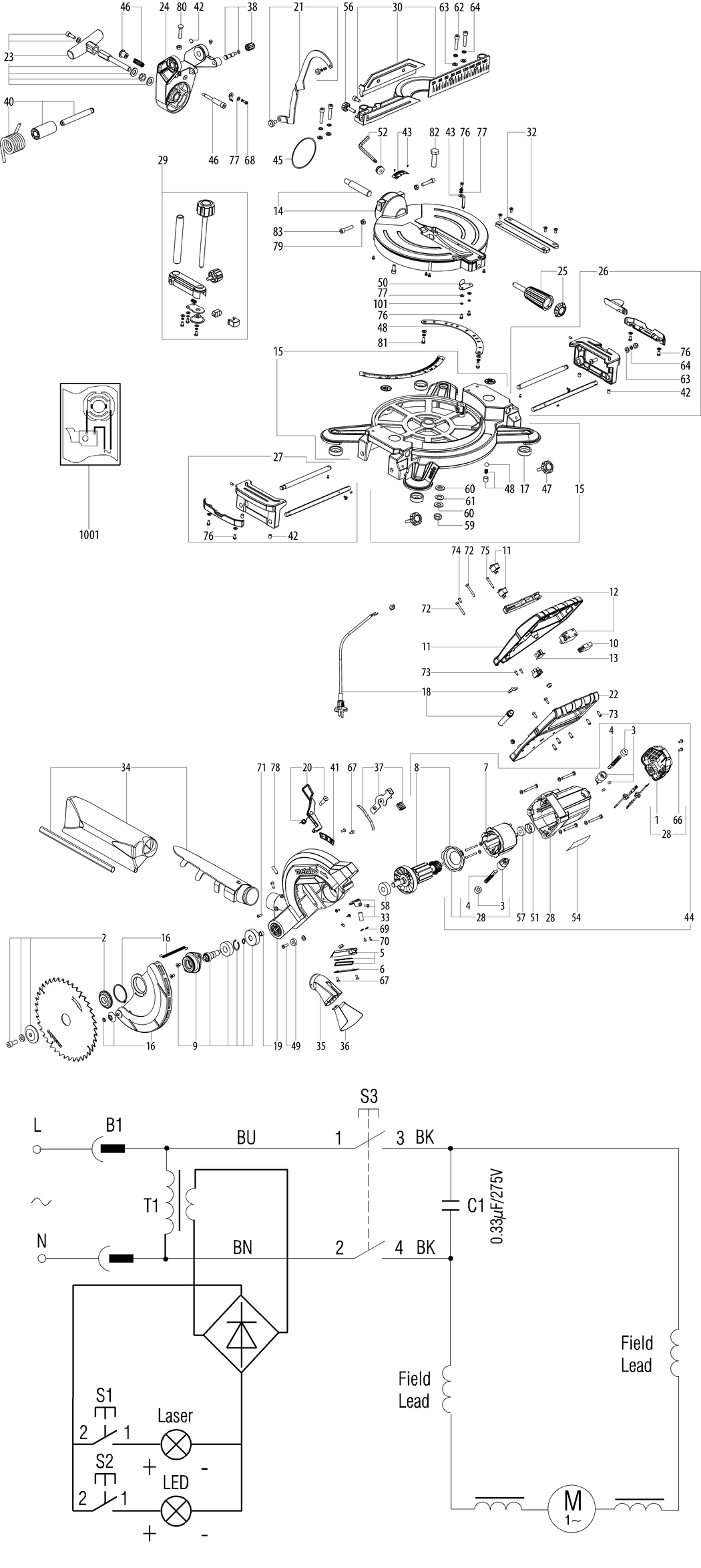 Metabo KS 216 M Lasercut / 19216180 / CH 230V Spare Parts