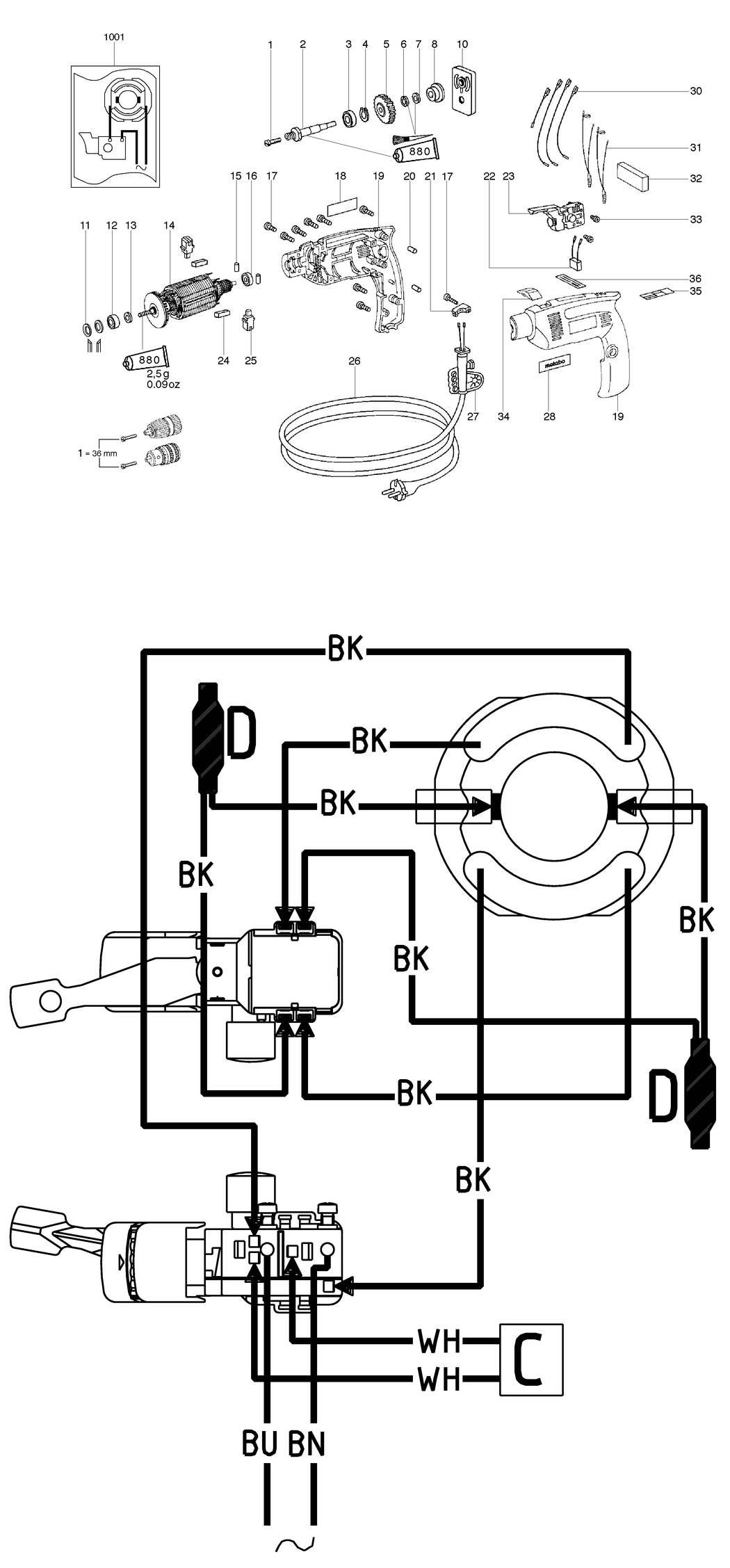 Metabo BE 560 / 00557420 / US 120V Spare Parts