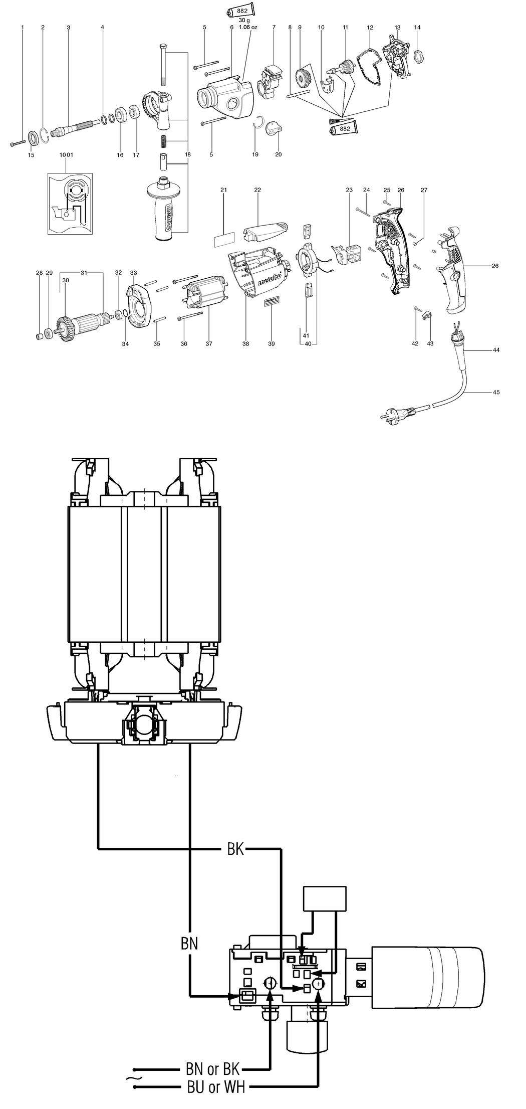 Metabo BE 751 / 00581420 / US 120V Spare Parts