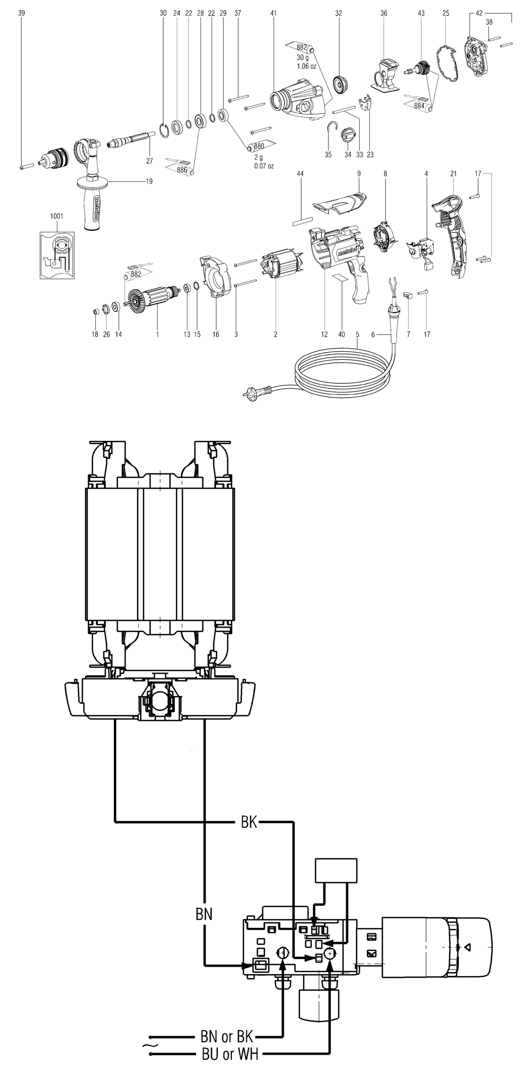 Metabo BE 850-2 / 00573420 / US 120V Spare Parts