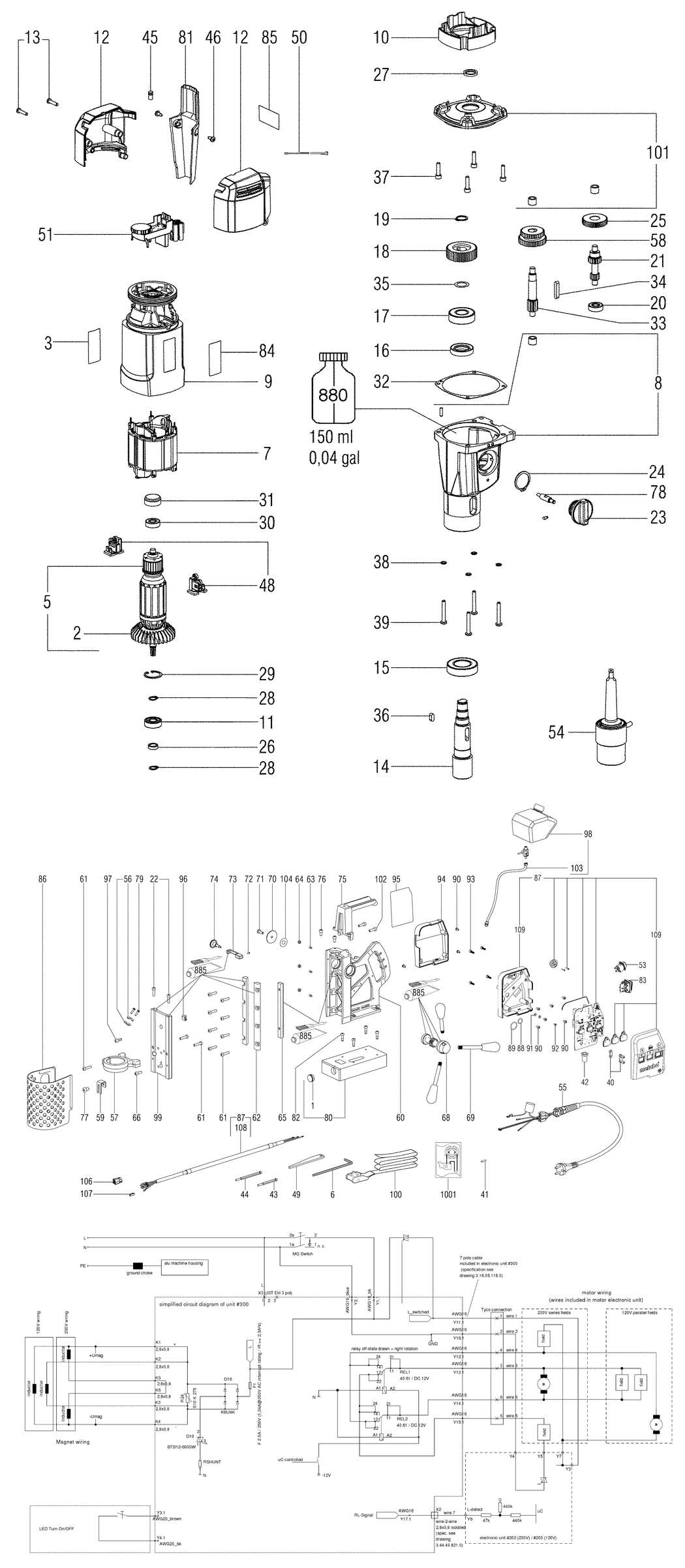 Metabo MAG 50 / 00636420 / US 120V Spare Parts