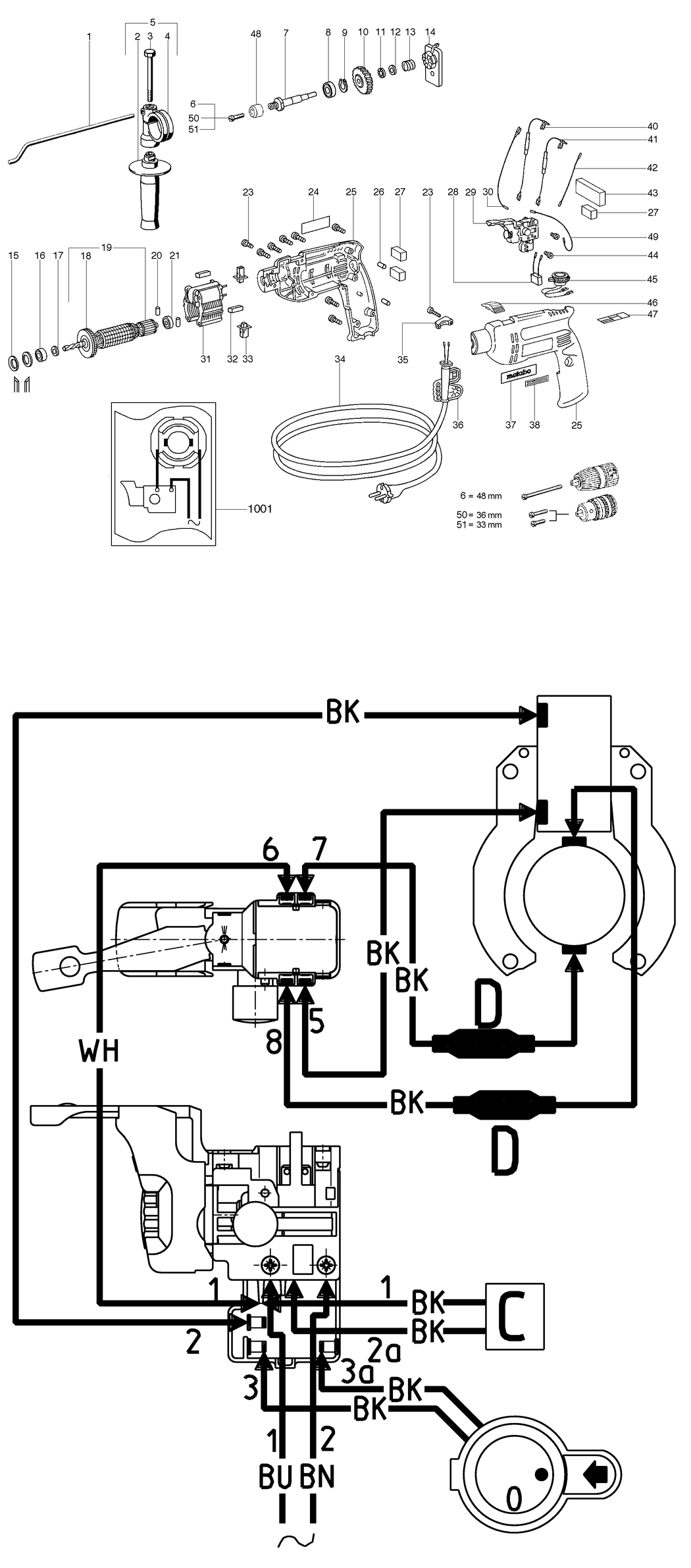 Metabo Sb E 600 R+L Impuls / 00607000 / EU 230V Spare Parts