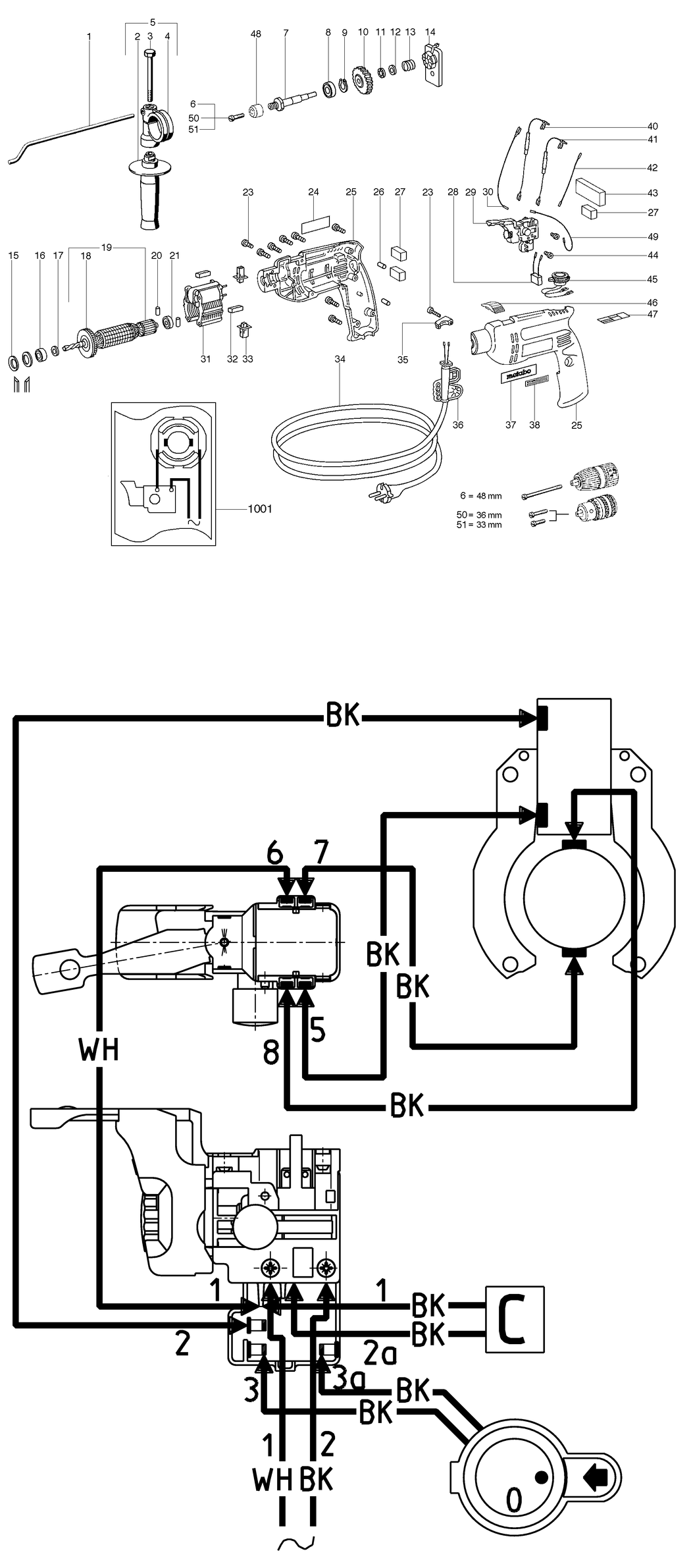 Metabo Sb E 600 R+L Impuls / 00607420 / US 120V Spare Parts