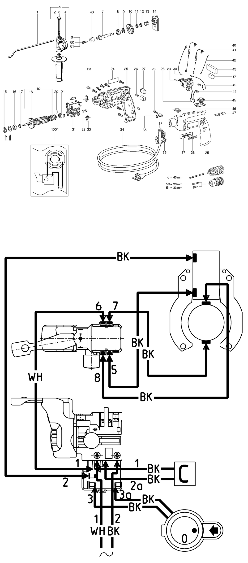 Metabo Sb E 600 R+L Impuls / 00607421 / US 120V Spare Parts