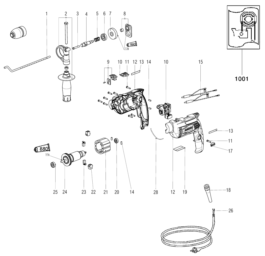 Metabo SBE 650 Impuls / 00672000 / EU 230V Spare Parts