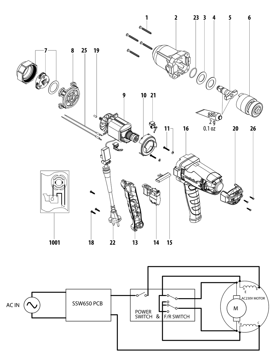 Metabo SSW 650 / 02204000 / EU 230V Spare Parts