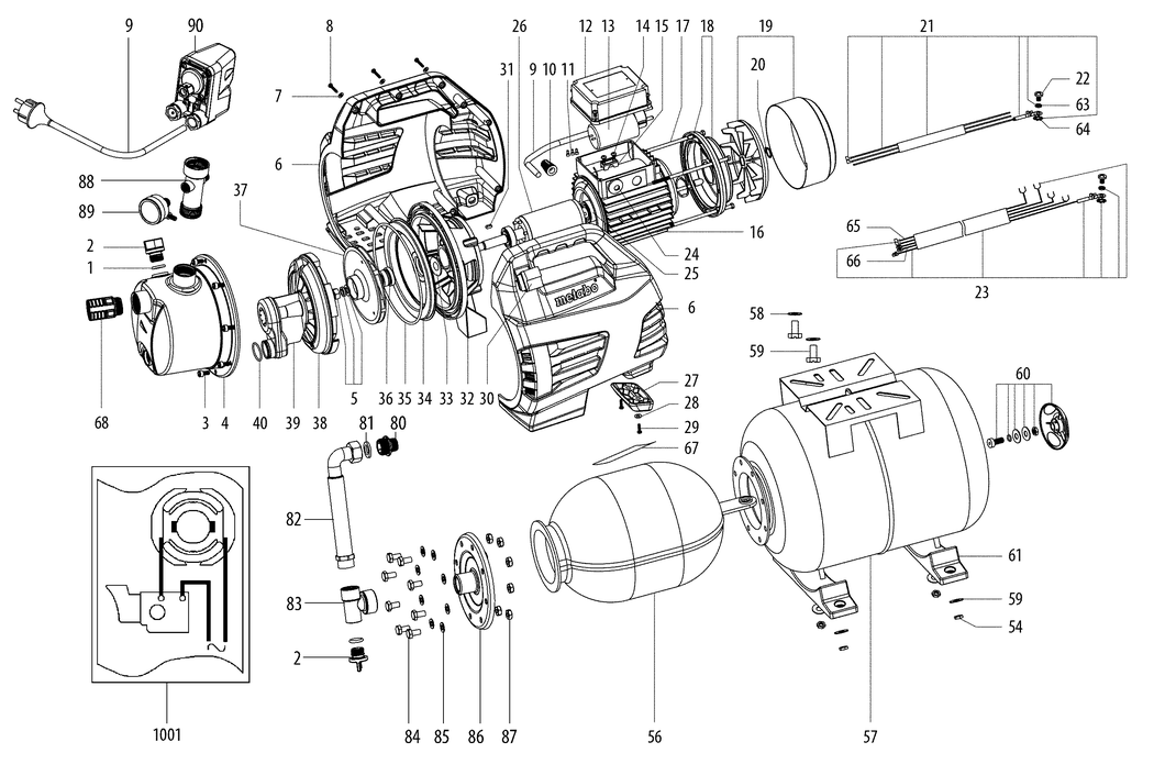 Metabo HWW 4000/25 Inox / 00982000 / EU 230V Spare Parts