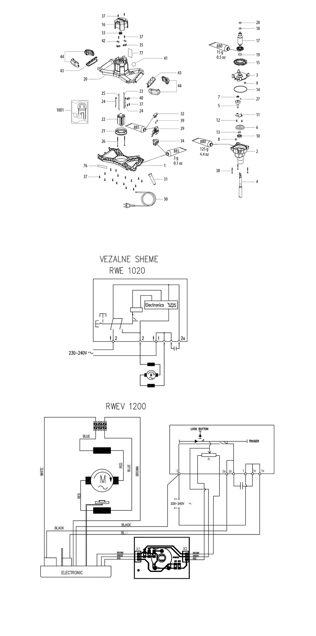 Metabo RWE 1020 / 14044180 / CH 230V Spare Parts