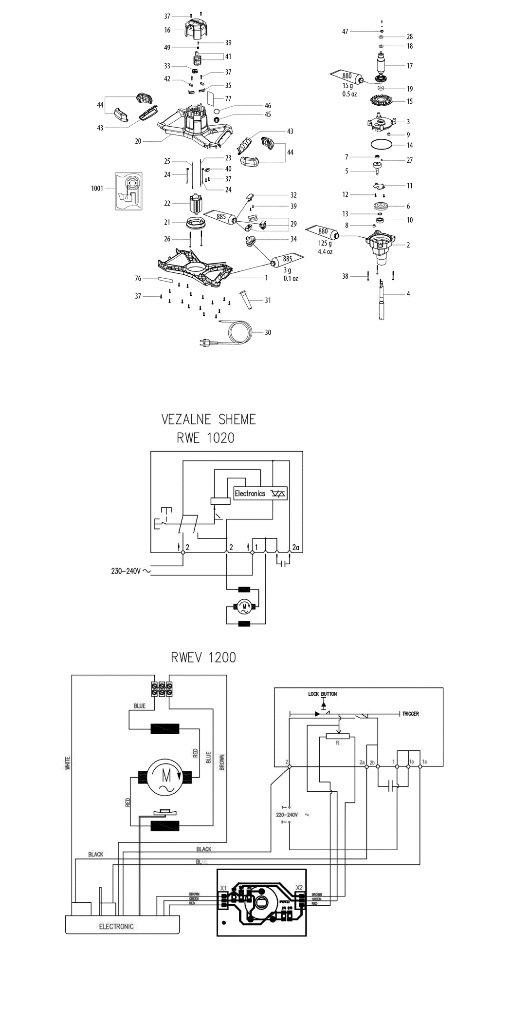 Metabo RWEV 1200 / 14045180 / CH 230V Spare Parts