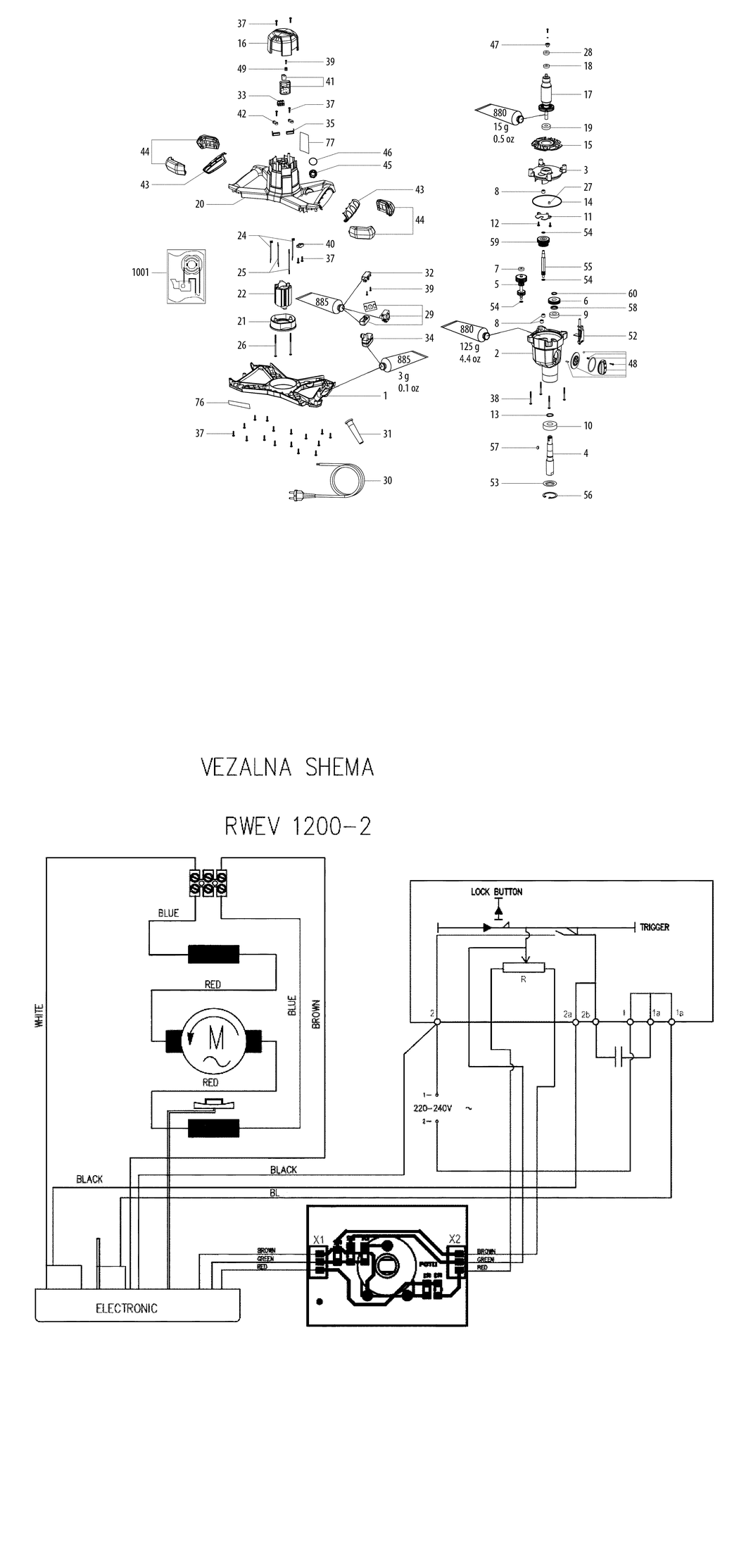 Metabo RWEV 1200-2 / 14046180 / CH 230V Spare Parts