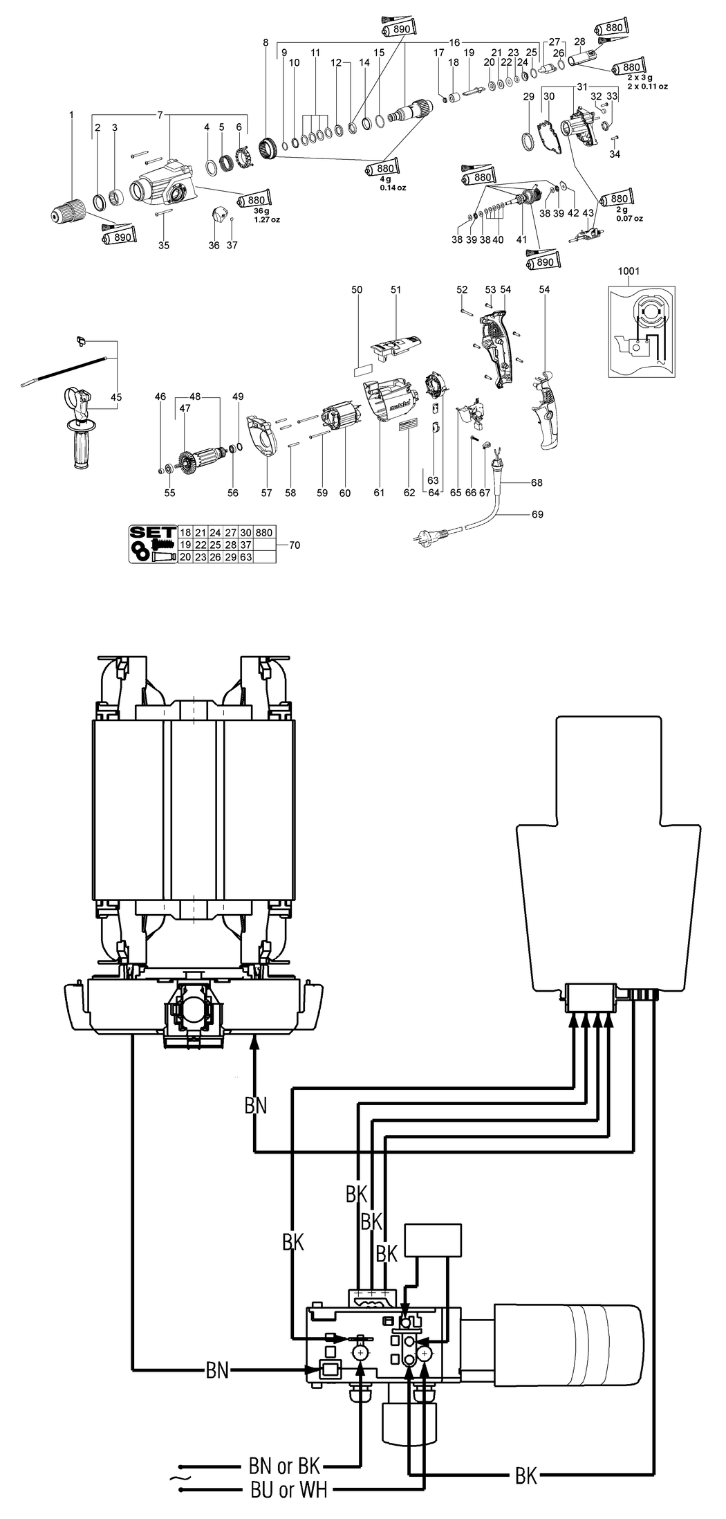 Metabo KHE 2650 / 00658001 / EU 230V Spare Parts