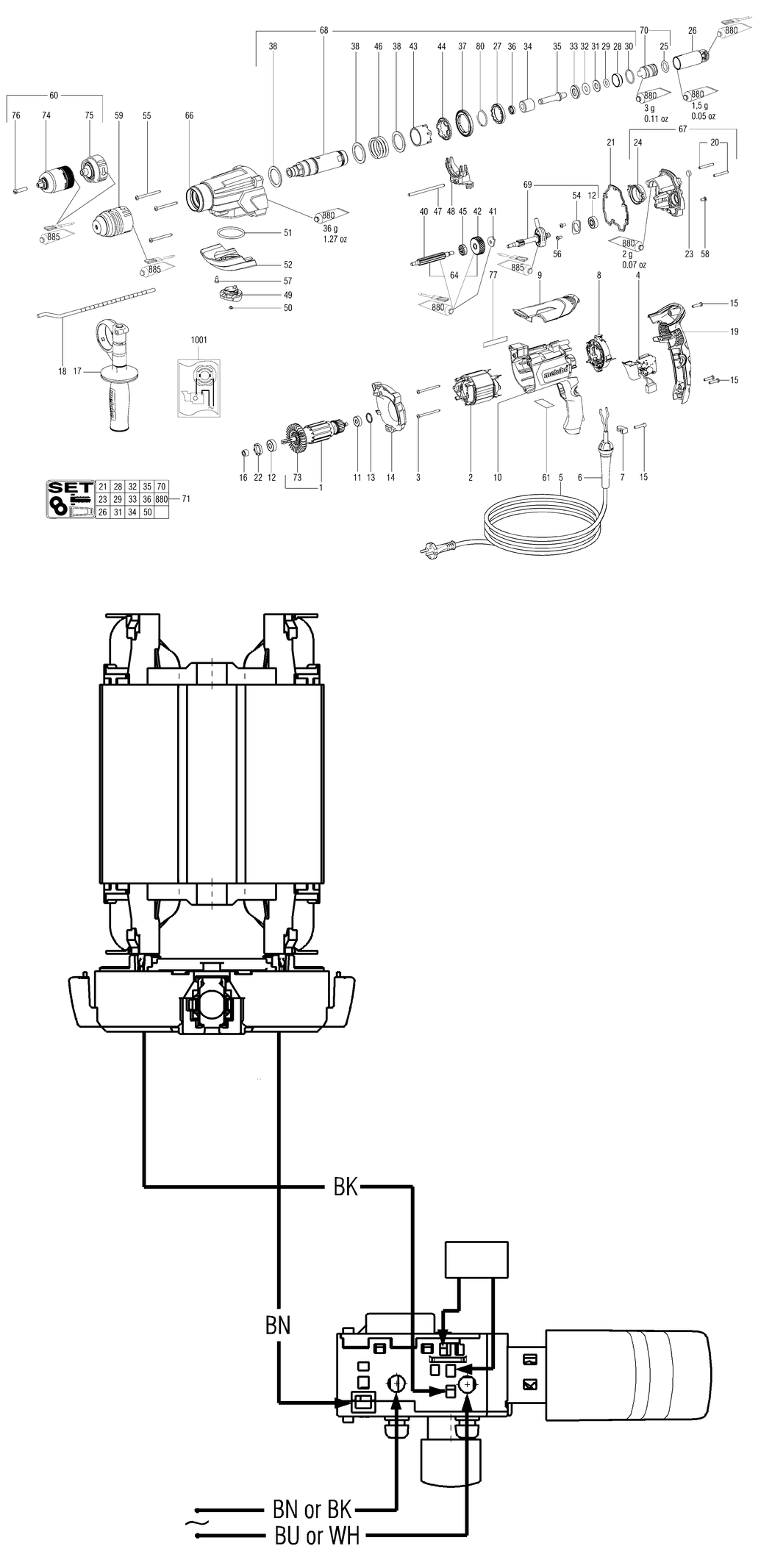 Metabo KHE 2660 Quick / 00663000 / EU 230V Spare Parts