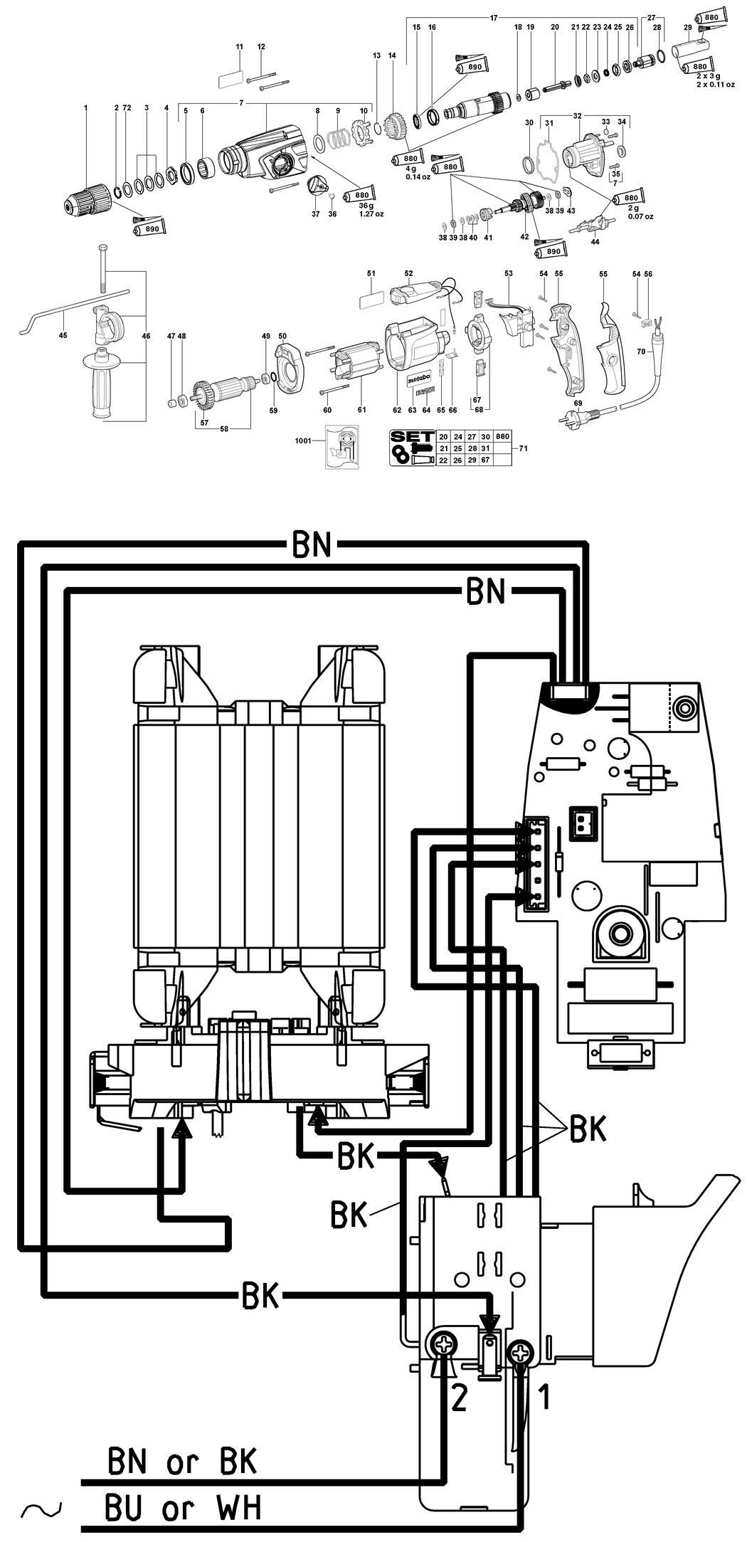 Metabo KHE 28 Plus / 00364000 / EU 230V Spare Parts