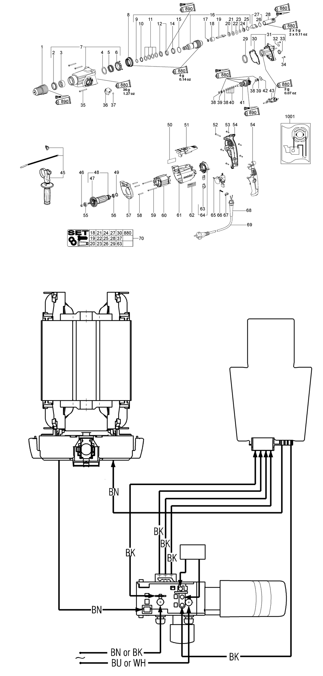 Metabo KHE 2850 / 00656000 / EU 230V Spare Parts