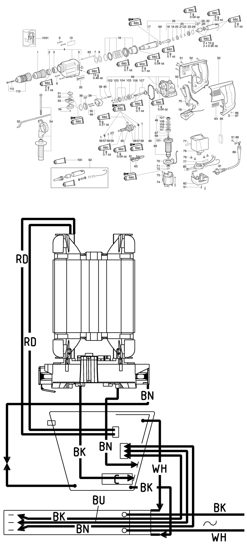 Metabo KHE 32 / 00232420 / US 120V Spare Parts