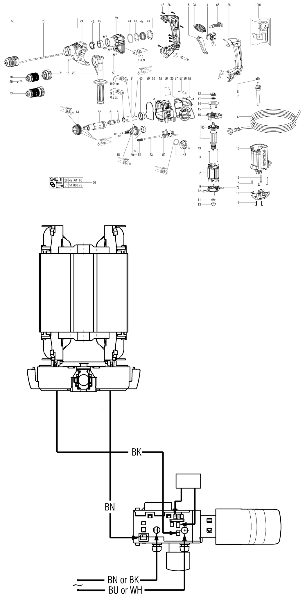 Metabo KHE 3251 / 00659000 / EU 230V Spare Parts