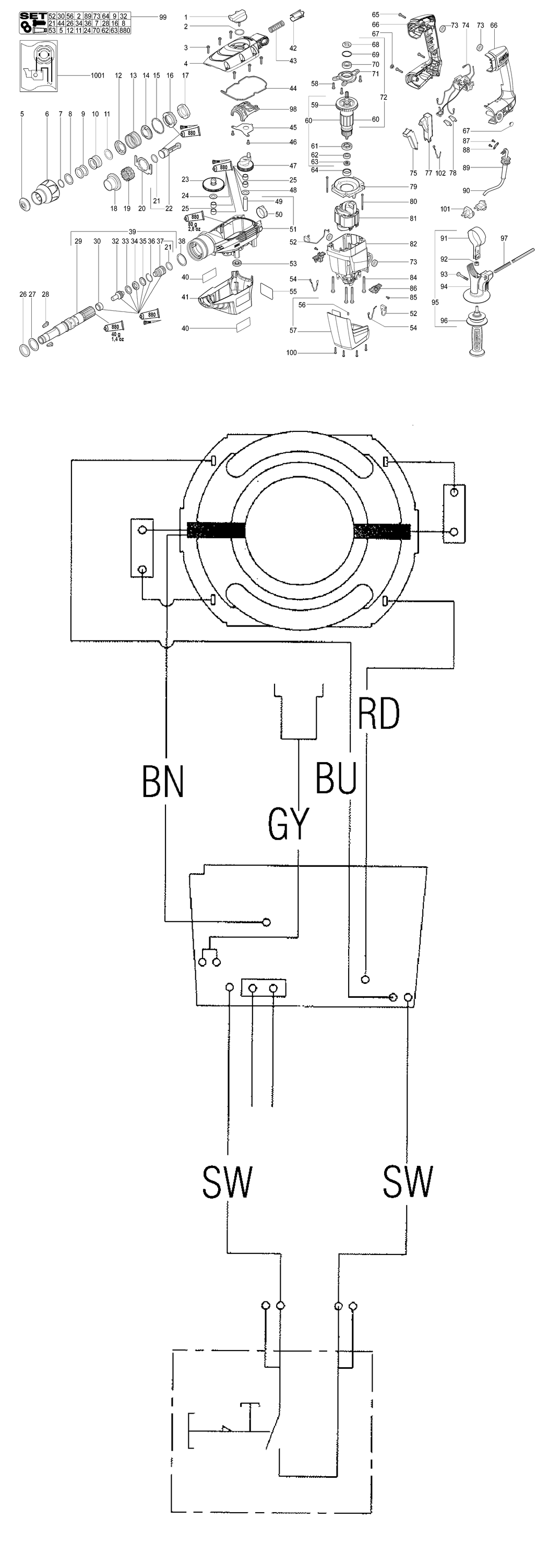 Metabo KHE 56 / 00340000 / EU 230V Spare Parts