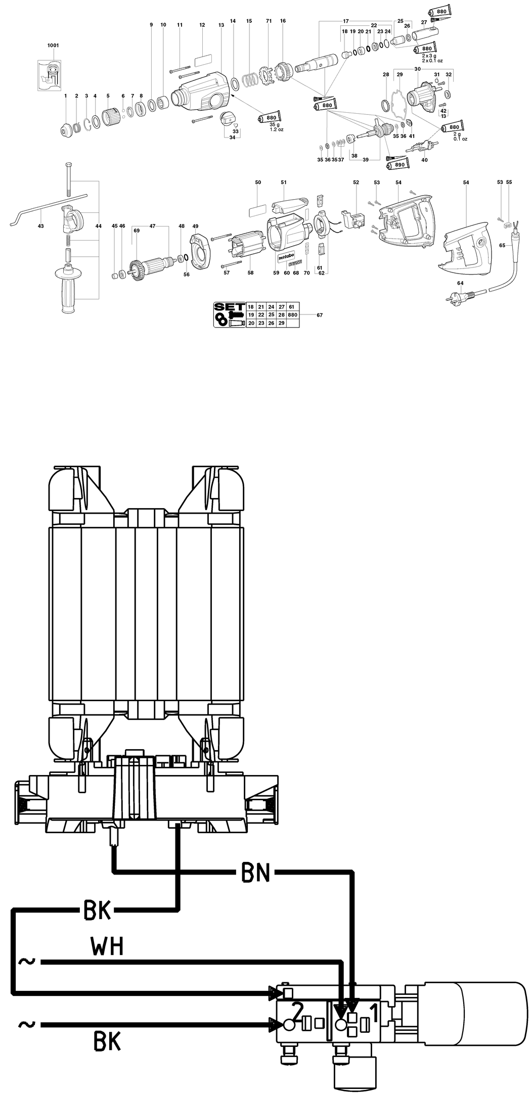 Metabo KHE-D 24 / 00223420 / US 120V Spare Parts