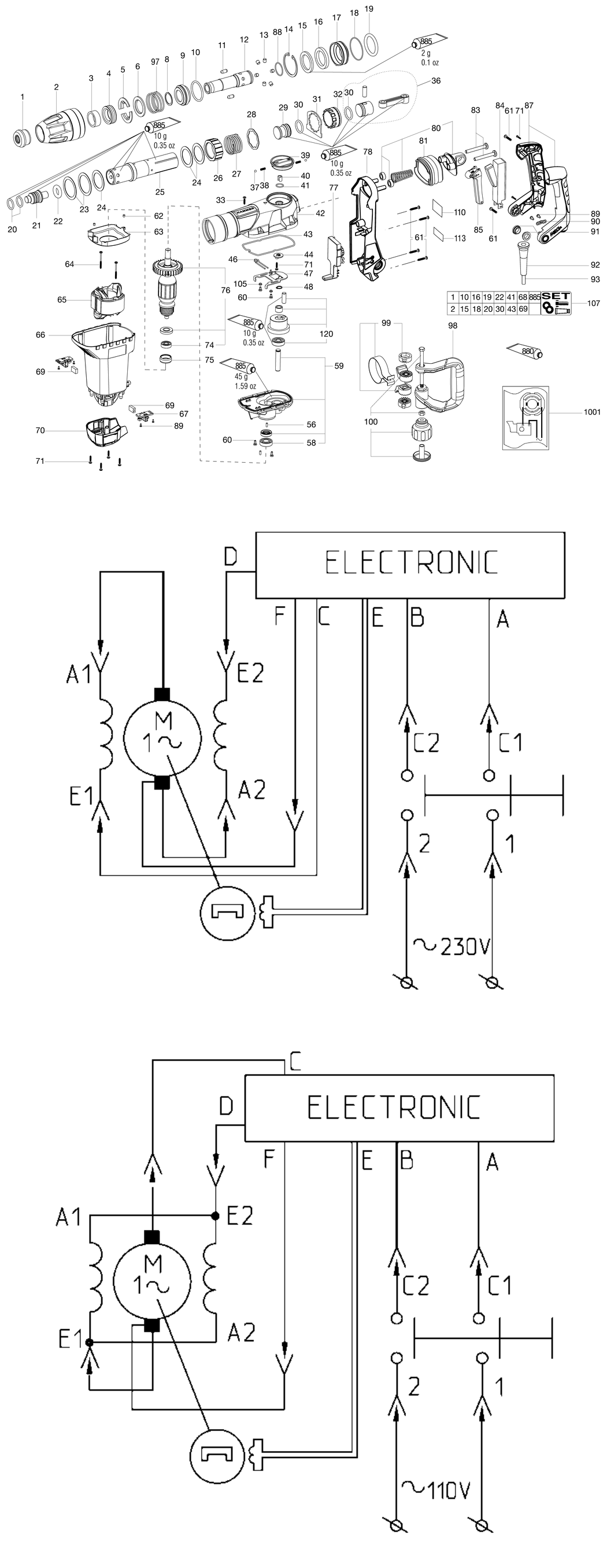 Metabo MHE 5 / 00688000 / EU 230V Spare Parts