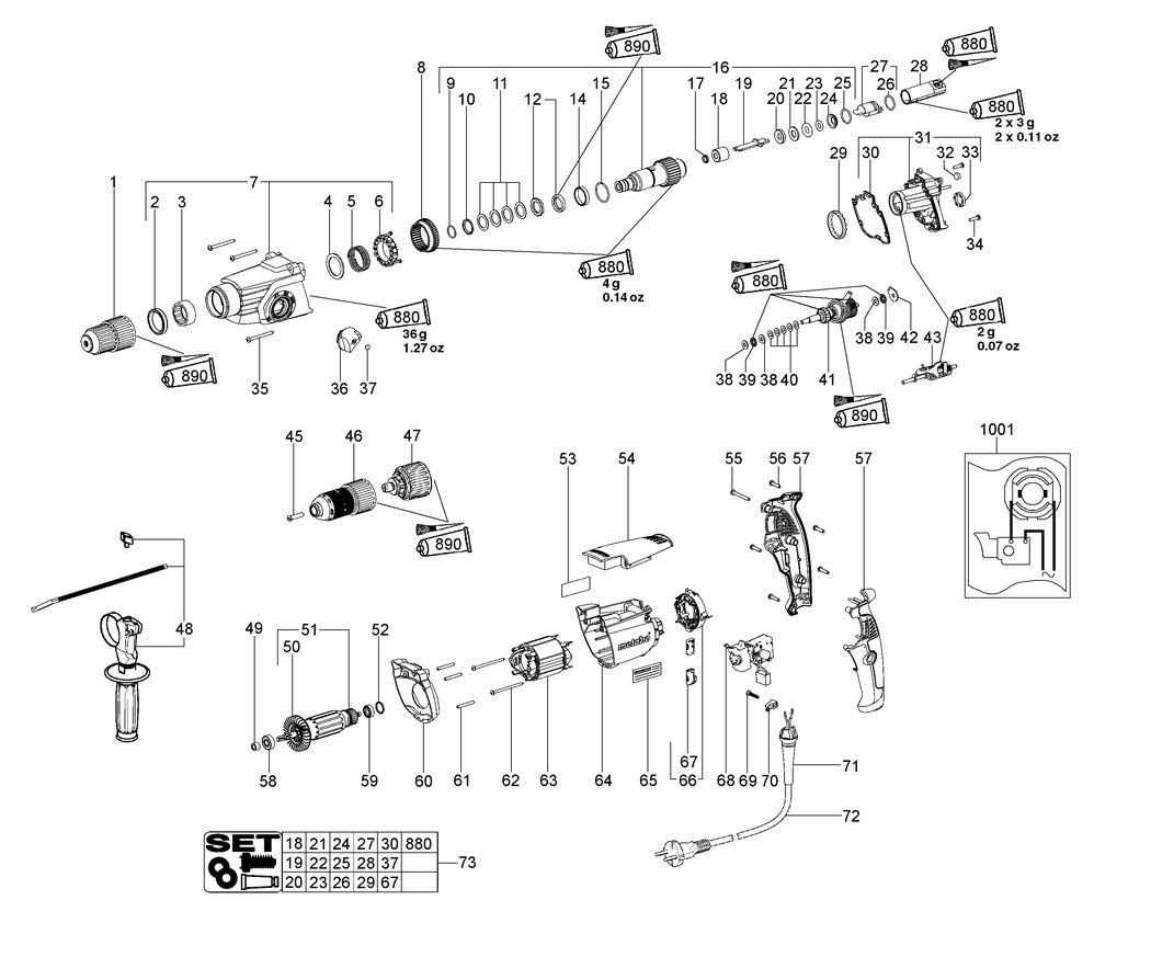 Metabo UHE 2250 Multi / 00854001 / EU 230V Spare Parts