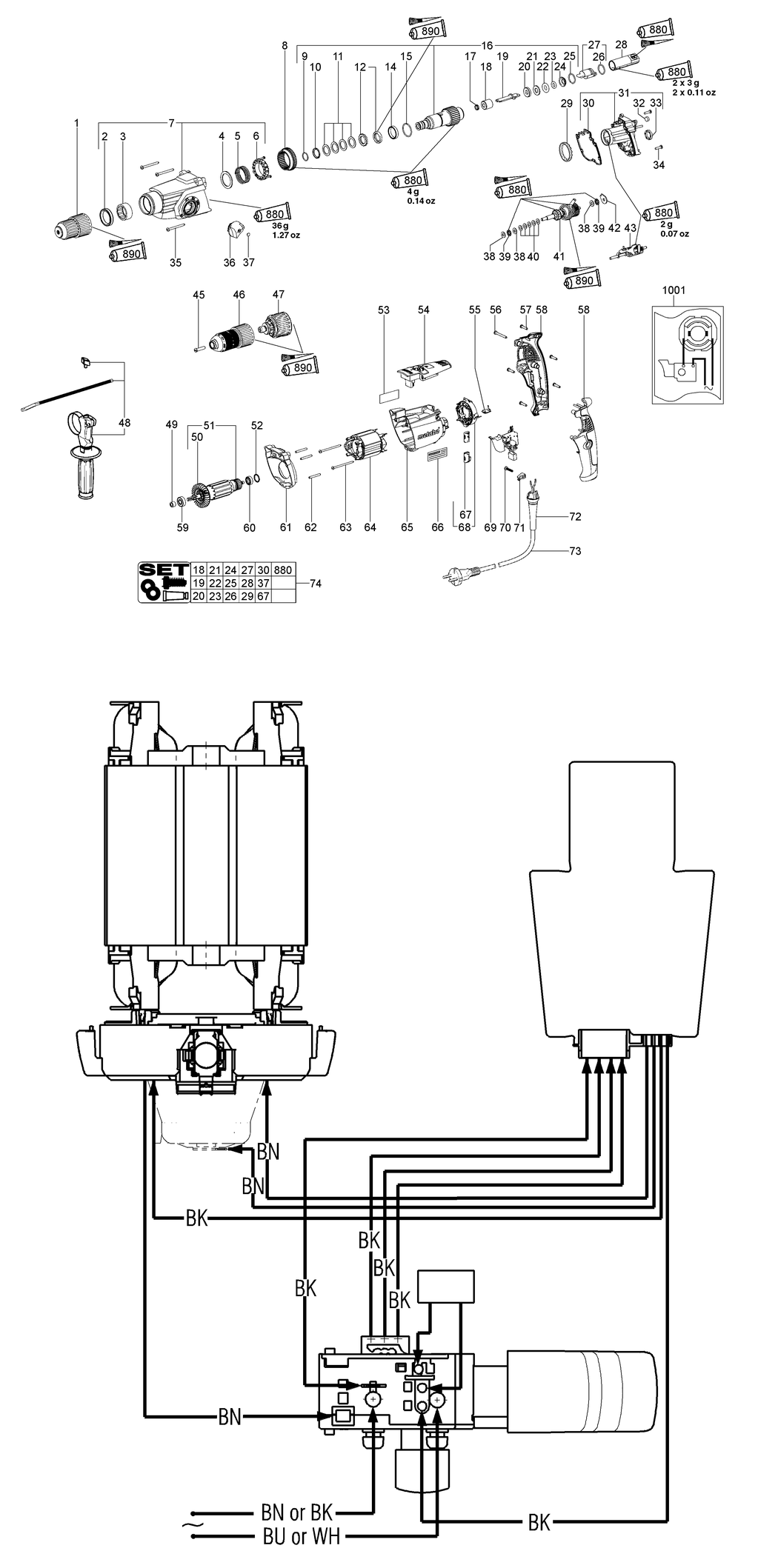 Metabo UHE 2650 Multi / 00952001 / EU 230V Spare Parts