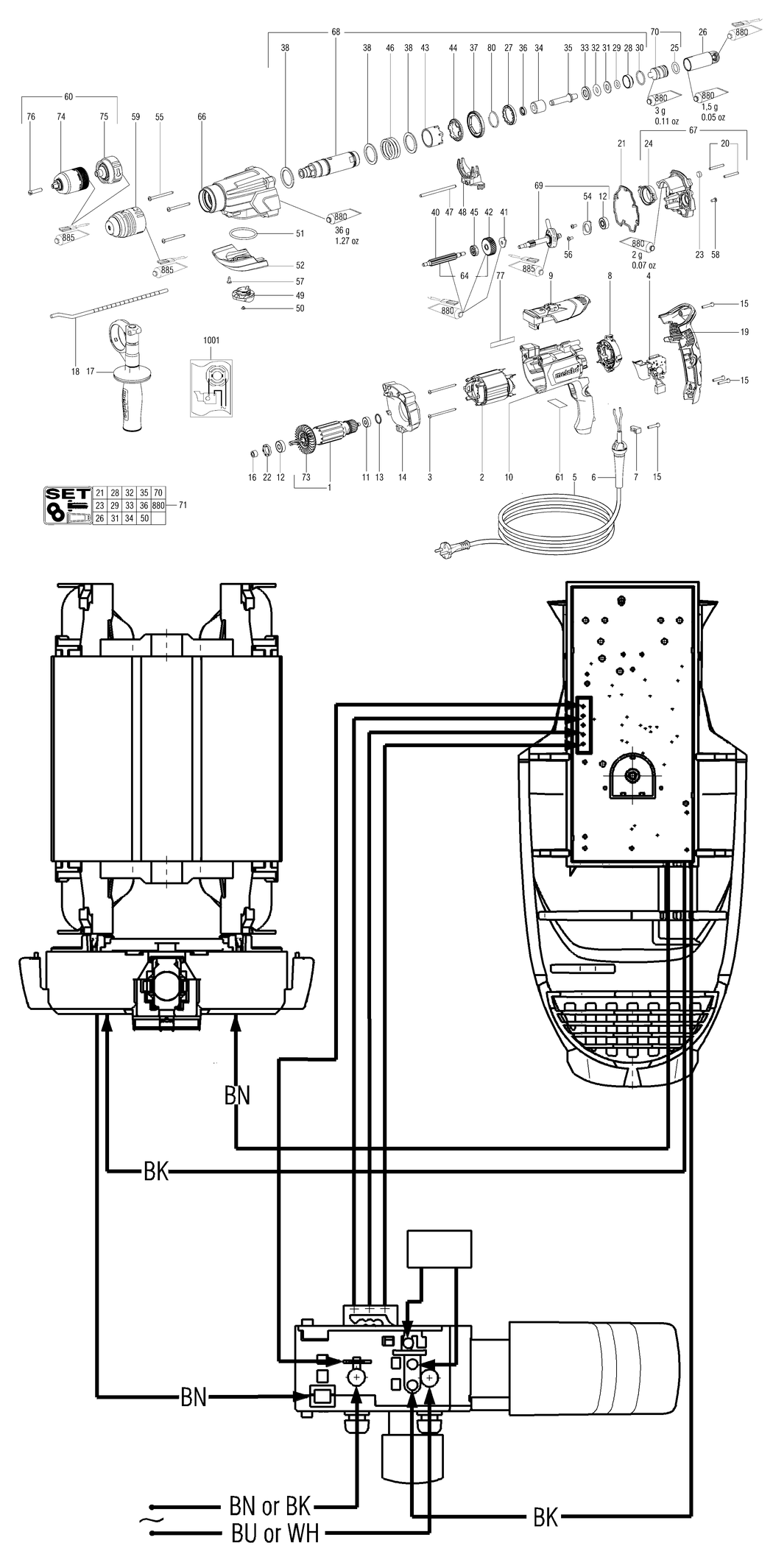 Metabo UHEV 2860-2 Quick / 00713180 / CH 230V Spare Parts