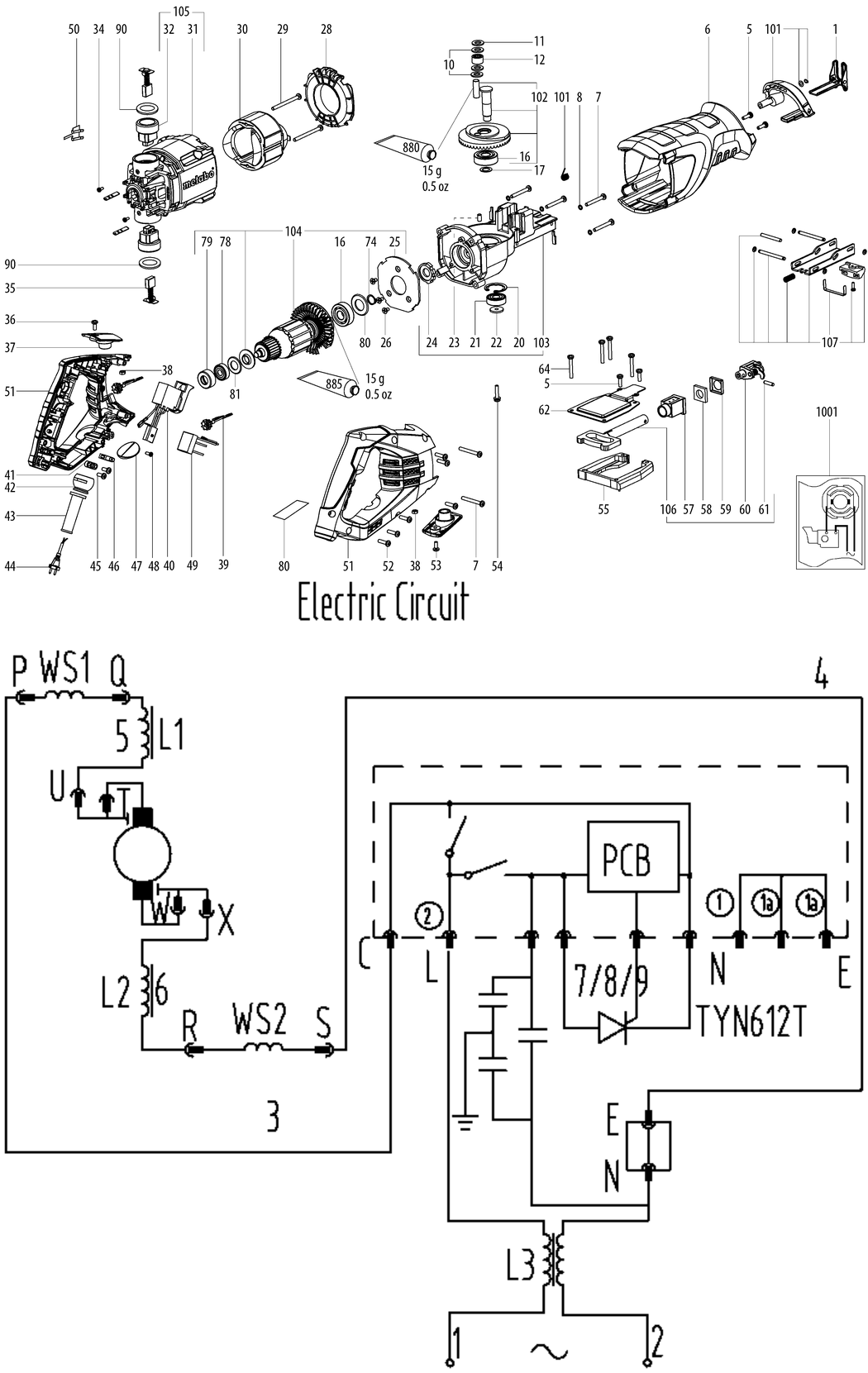 Metabo SSE 1100 / 06177000 / EU 230V Spare Parts