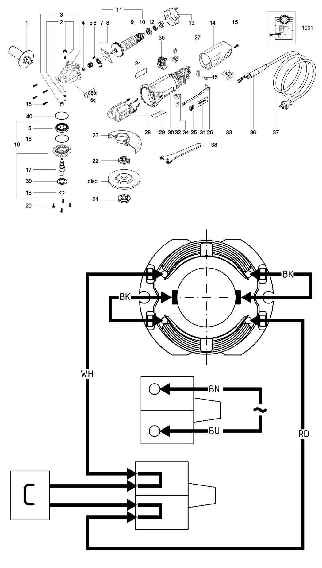 Metabo W 1150-125 / 01238000 / EU 230V Spare Parts