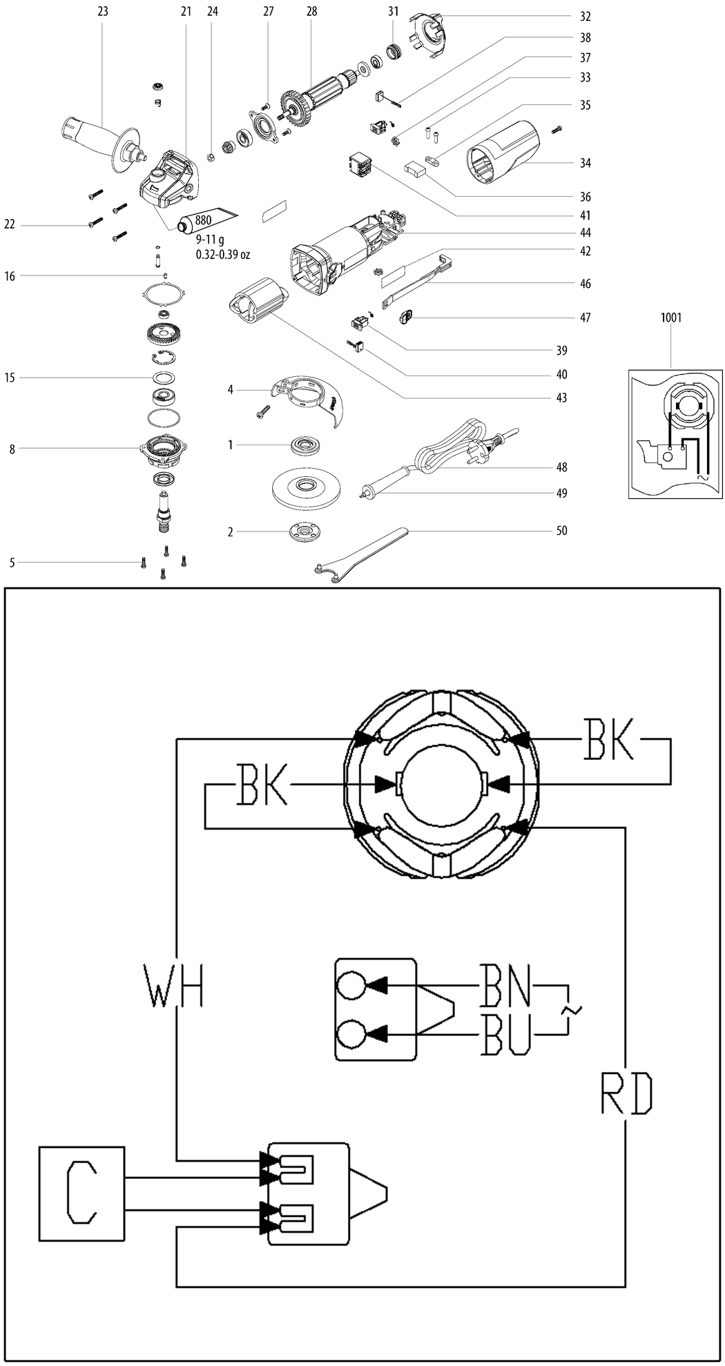 Metabo W 650-125 / 03602010 / non EU 230V Spare Parts