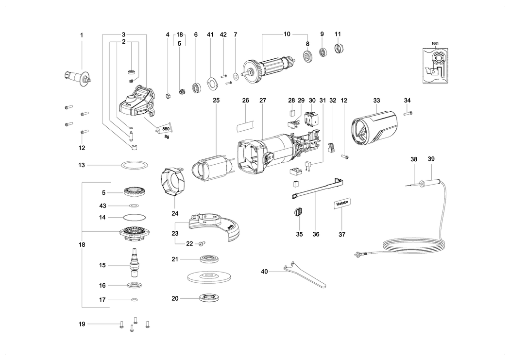 Metabo W 750-100 / 03603010 / non EU 230V Spare Parts