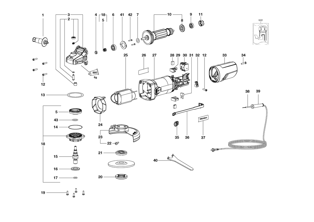 Metabo W 850-100 / 03606010 / non EU 230V Spare Parts