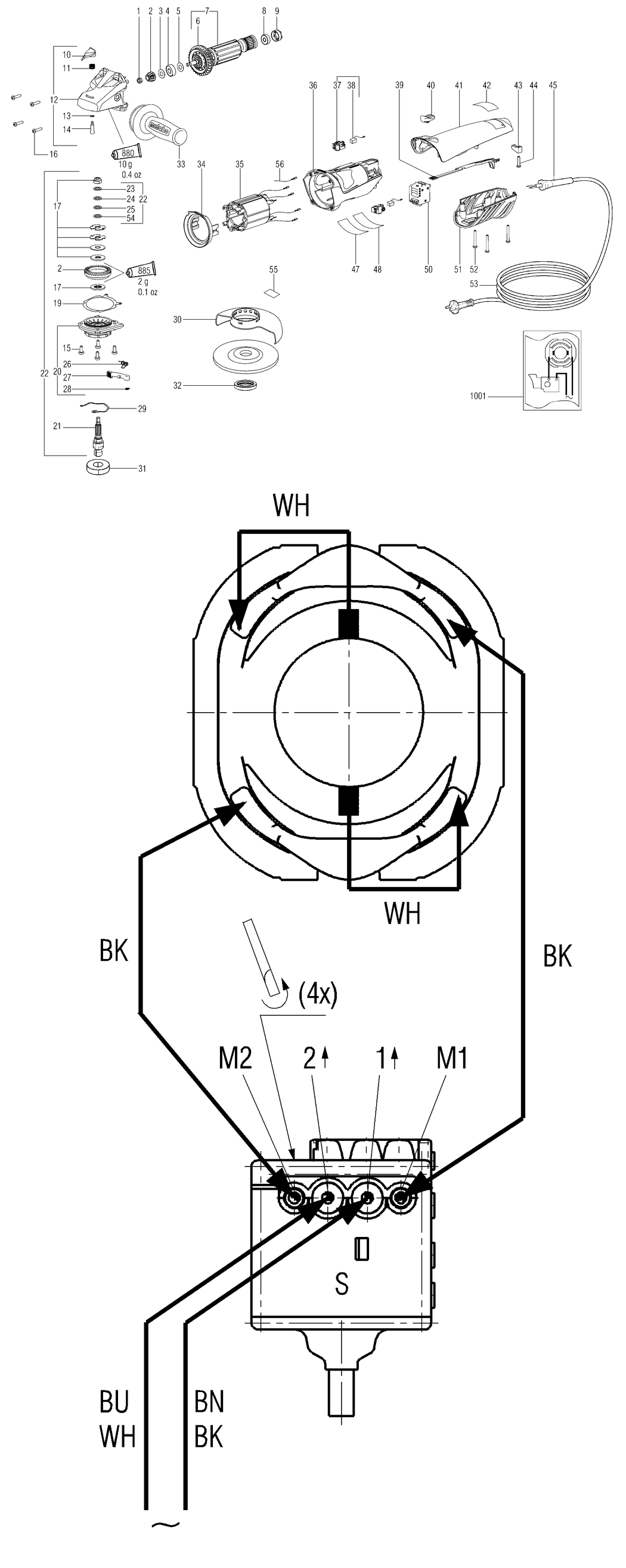 Metabo WA 11-125 Quick / 01101000 / EU 230V Spare Parts