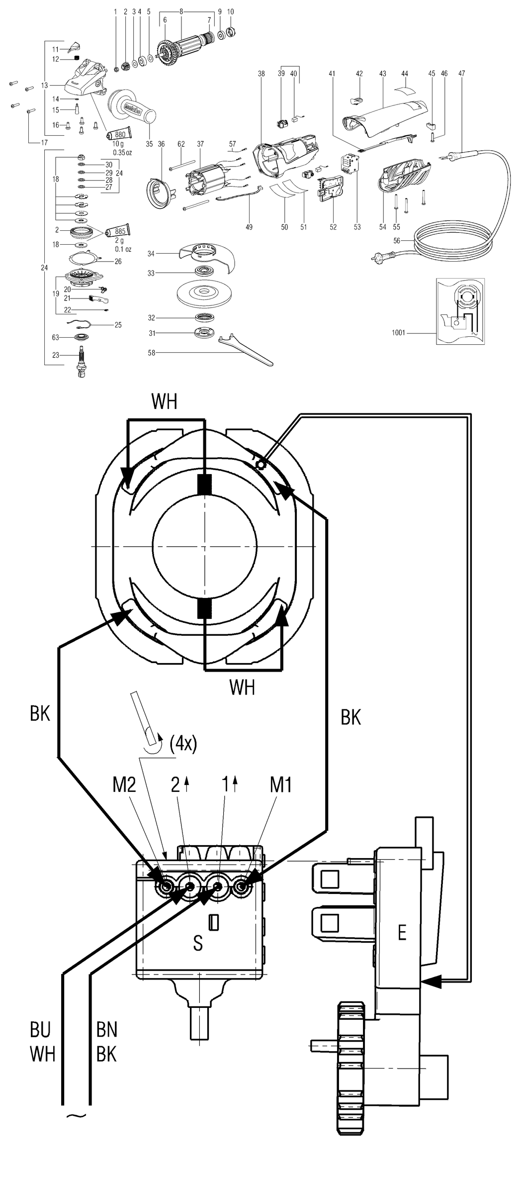 Metabo WE 14-125 Inox Plus / 02131180 / CH 230V Spare Parts