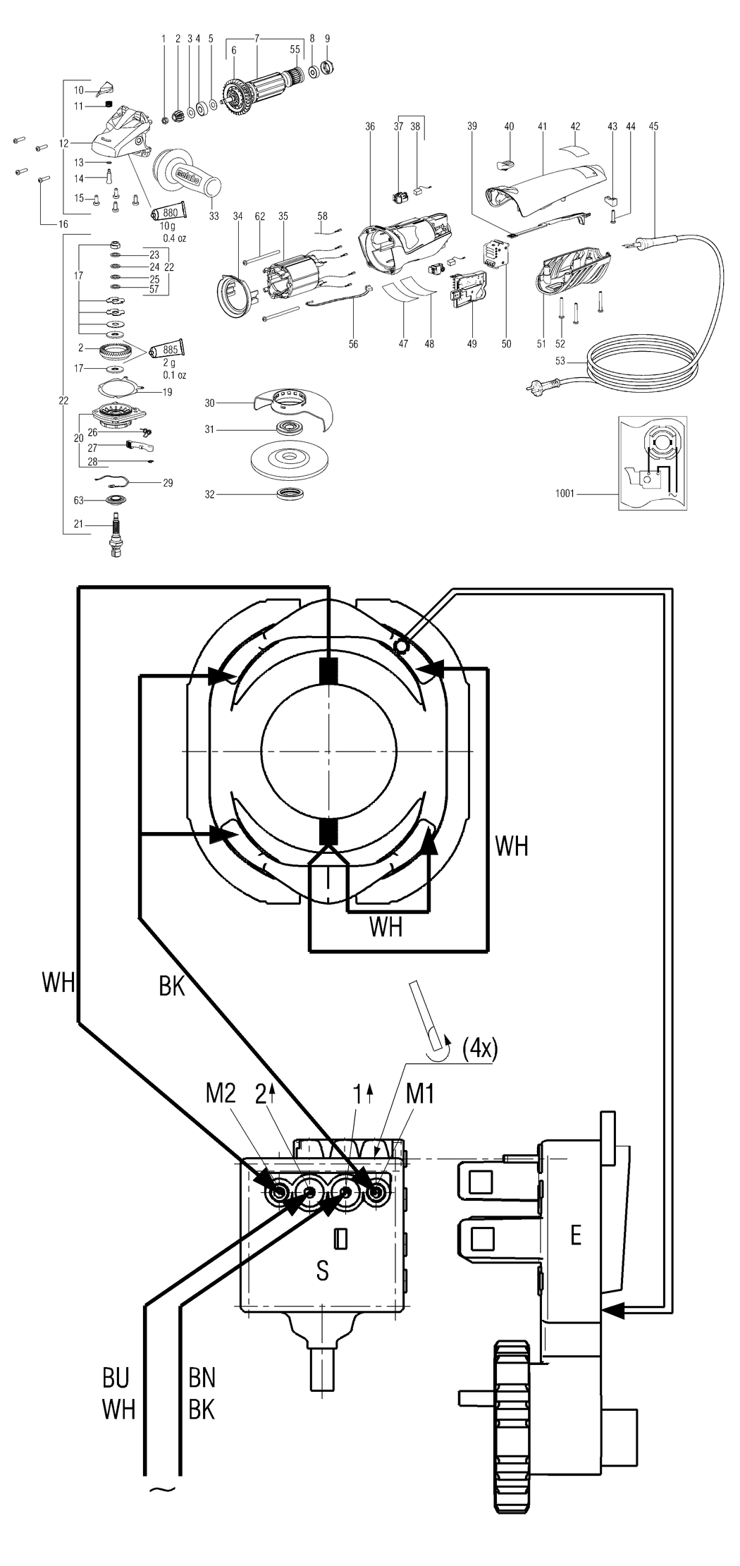 Metabo WE 14-125 Plus / 00281420 / US 120V Spare Parts