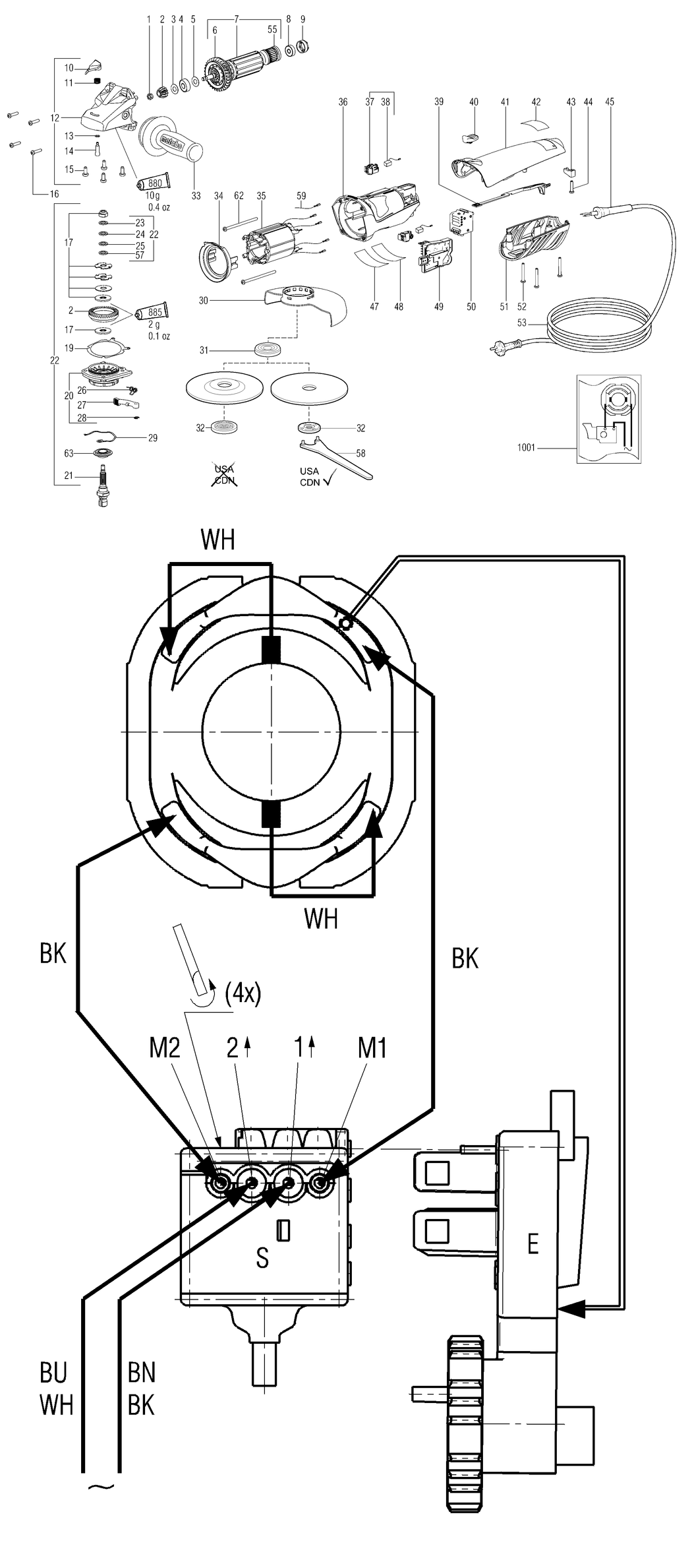 Metabo WE 14-125 VS / 00292000 / EU 230V Spare Parts