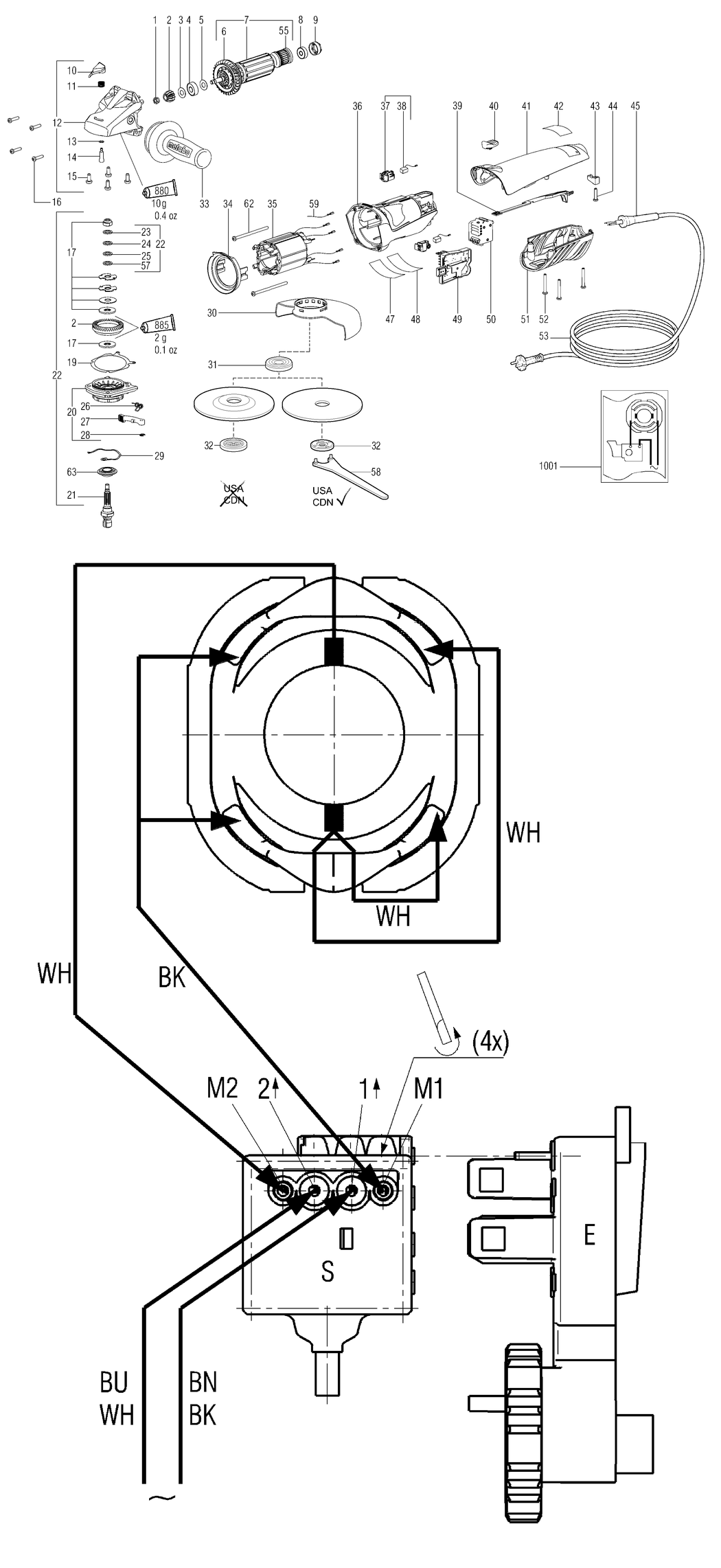 Metabo WE 14-125 VS / 00292420 / US 120V Spare Parts